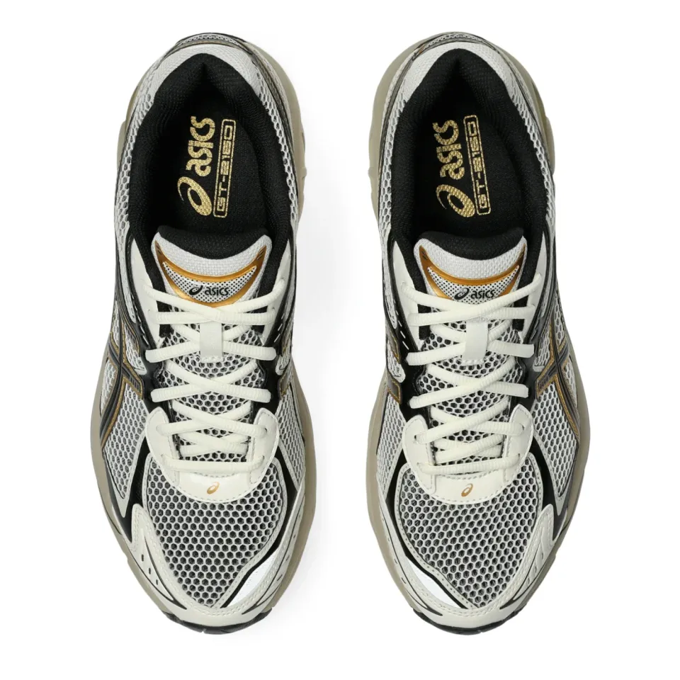 Asics GT-2160 Cream/Pure Gold top view in a white background
