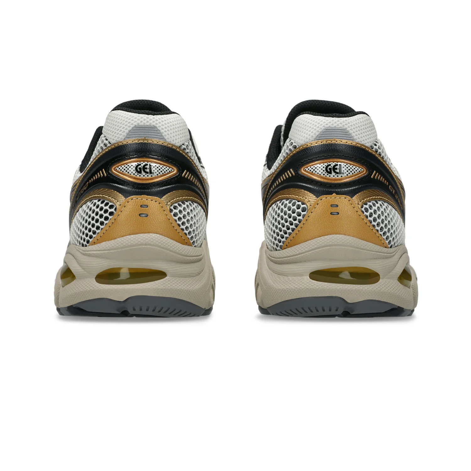 Asics GT-2160 Cream/Pure Gold back view in a white background