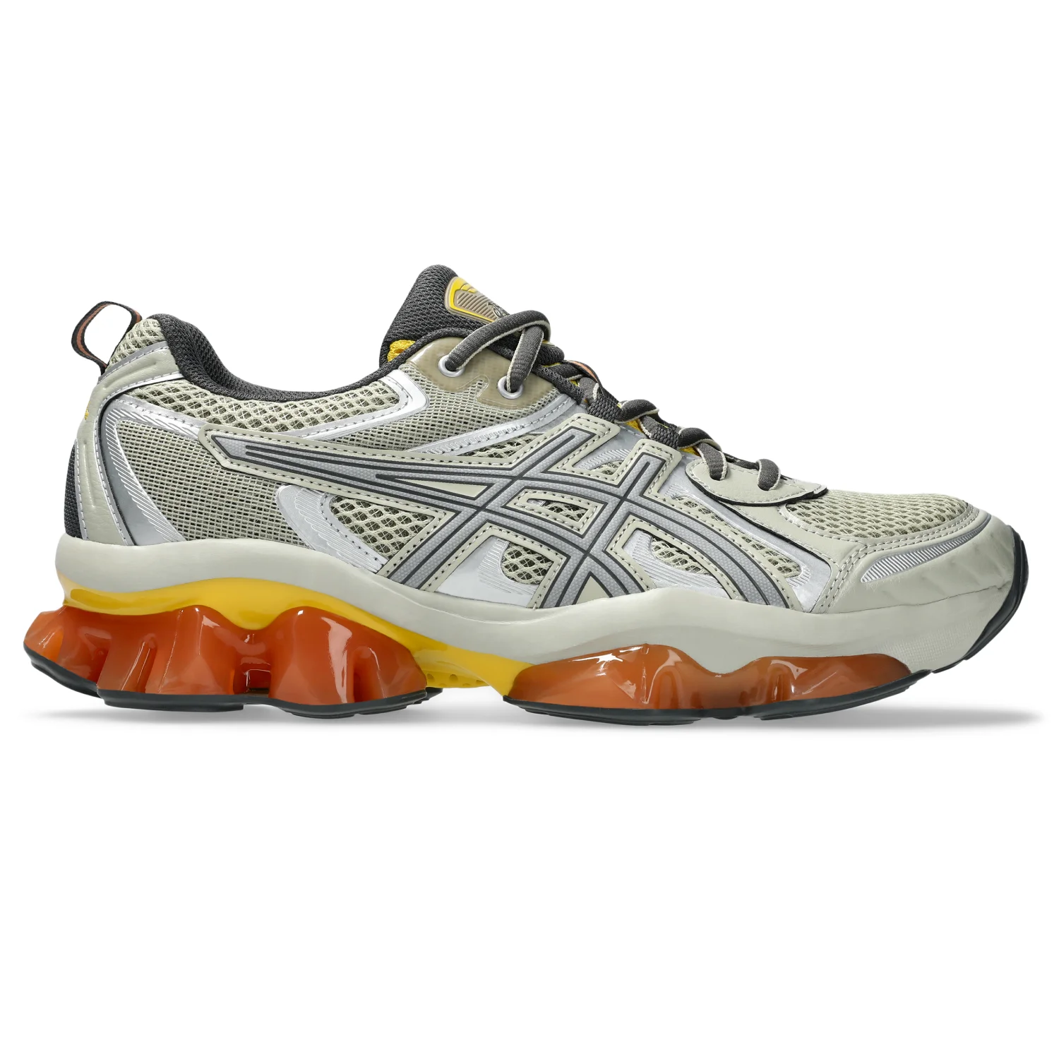 Asics GEL-QUANTUM KINETIC Fossil/Pure Silver side view in a white background