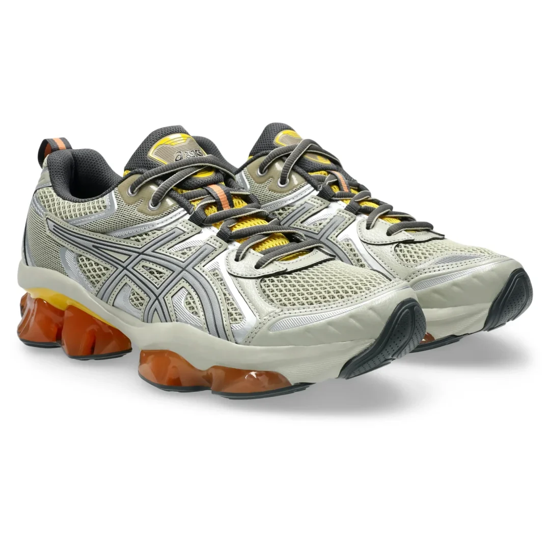 Asics GEL-QUANTUM KINETIC Fossil/Pure Silver side view in a white background