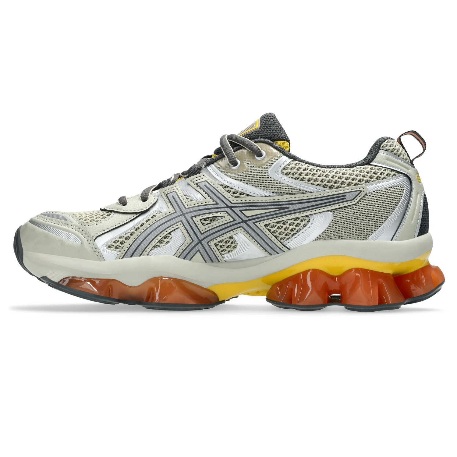 Asics GEL-QUANTUM KINETIC Fossil/Pure Silver side view in a white background