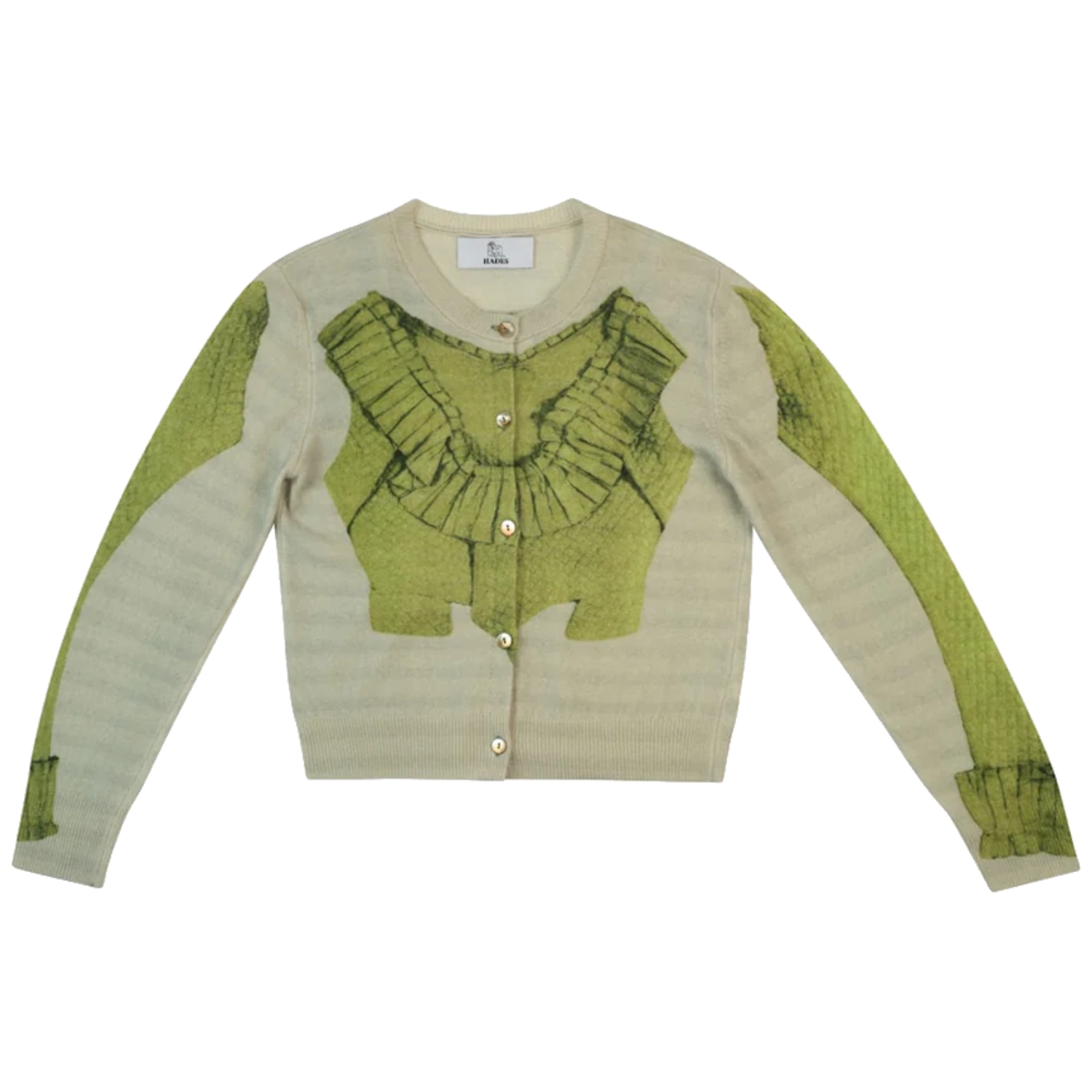 Hades Wool Bodice Cardigan front view in a white background