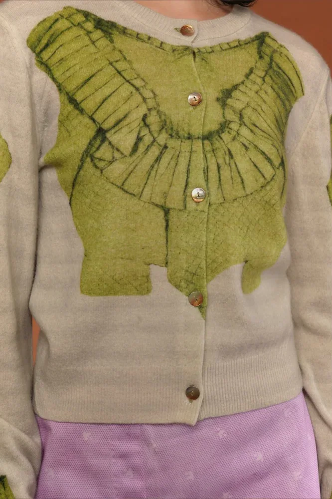 Hades Wool Bodice Cardigan front view on model