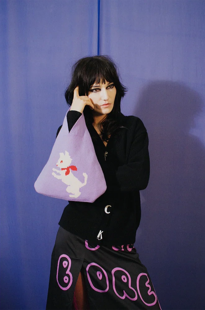 Hades Wool Kitten Bag front view on model