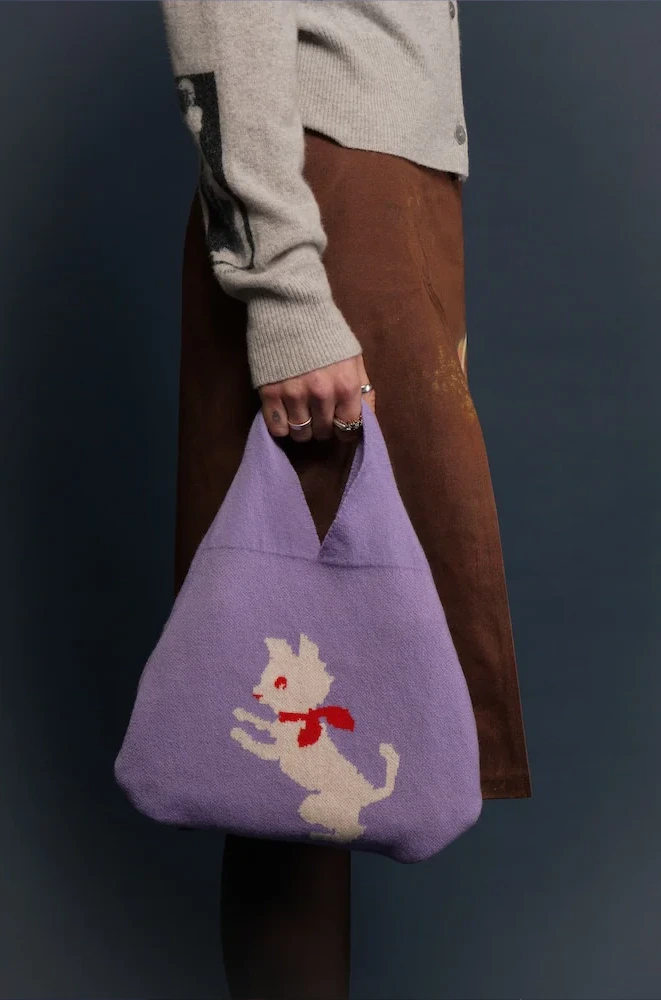 Hades Wool Kitten Bag front view on model