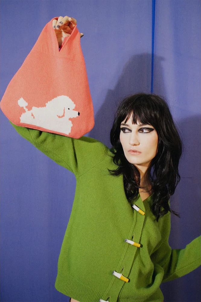 Hades Wool Poodle Bag front view on model