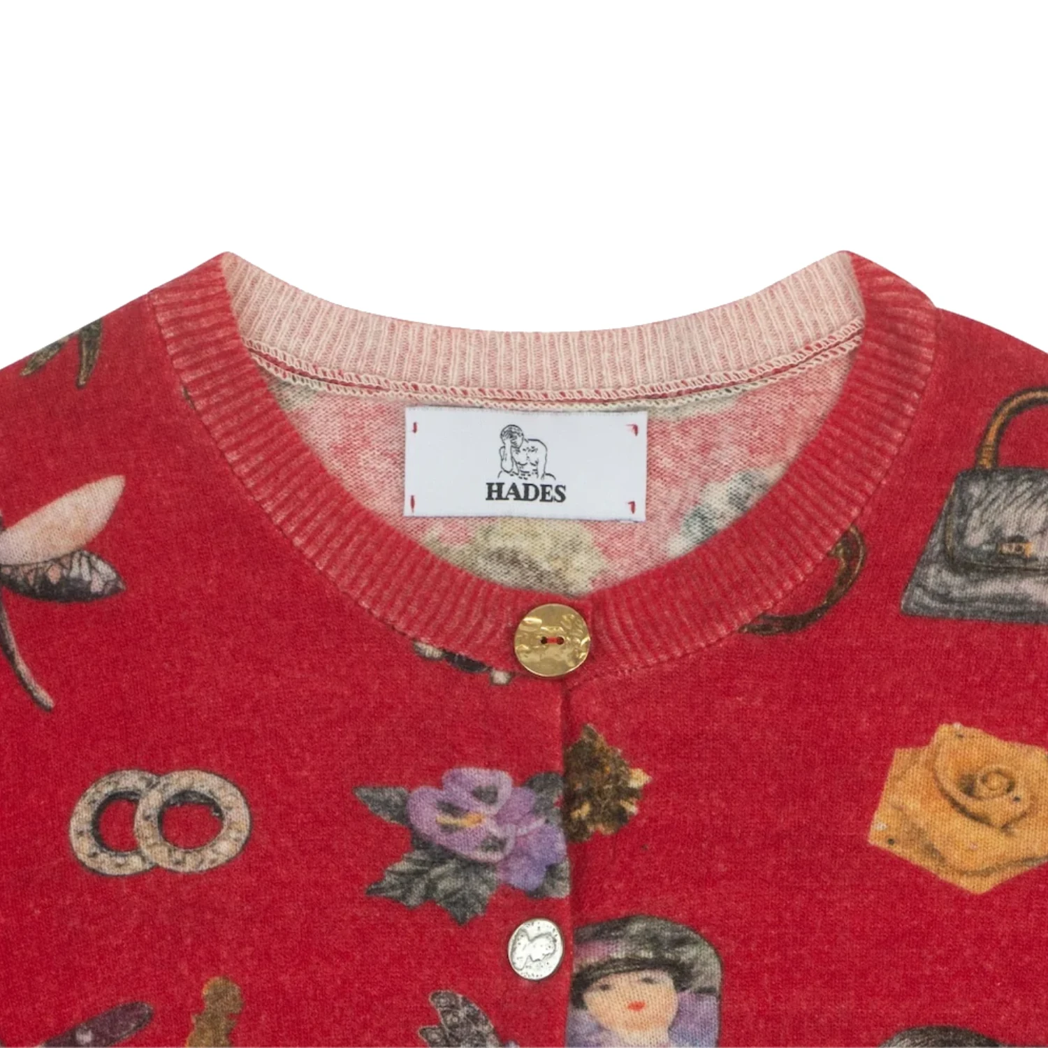 Hades Wool The Guinevere Cardigan front view detail in a white background