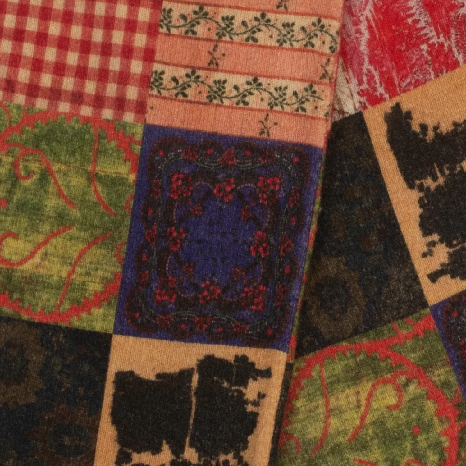 Hades Wool The Opposites Patchwork Scarf detail