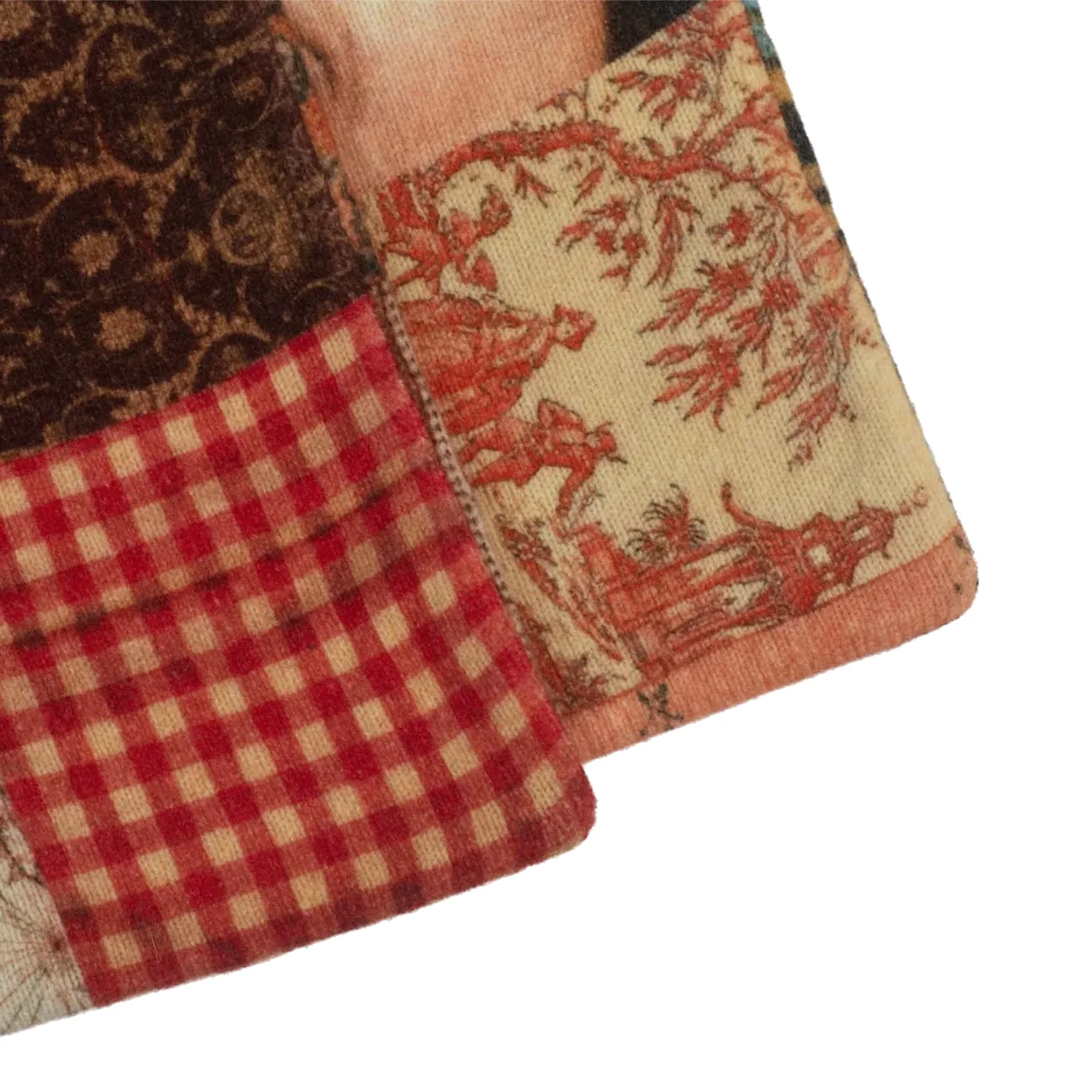 Hades Wool The Opposites Patchwork Scarf detail in a white background