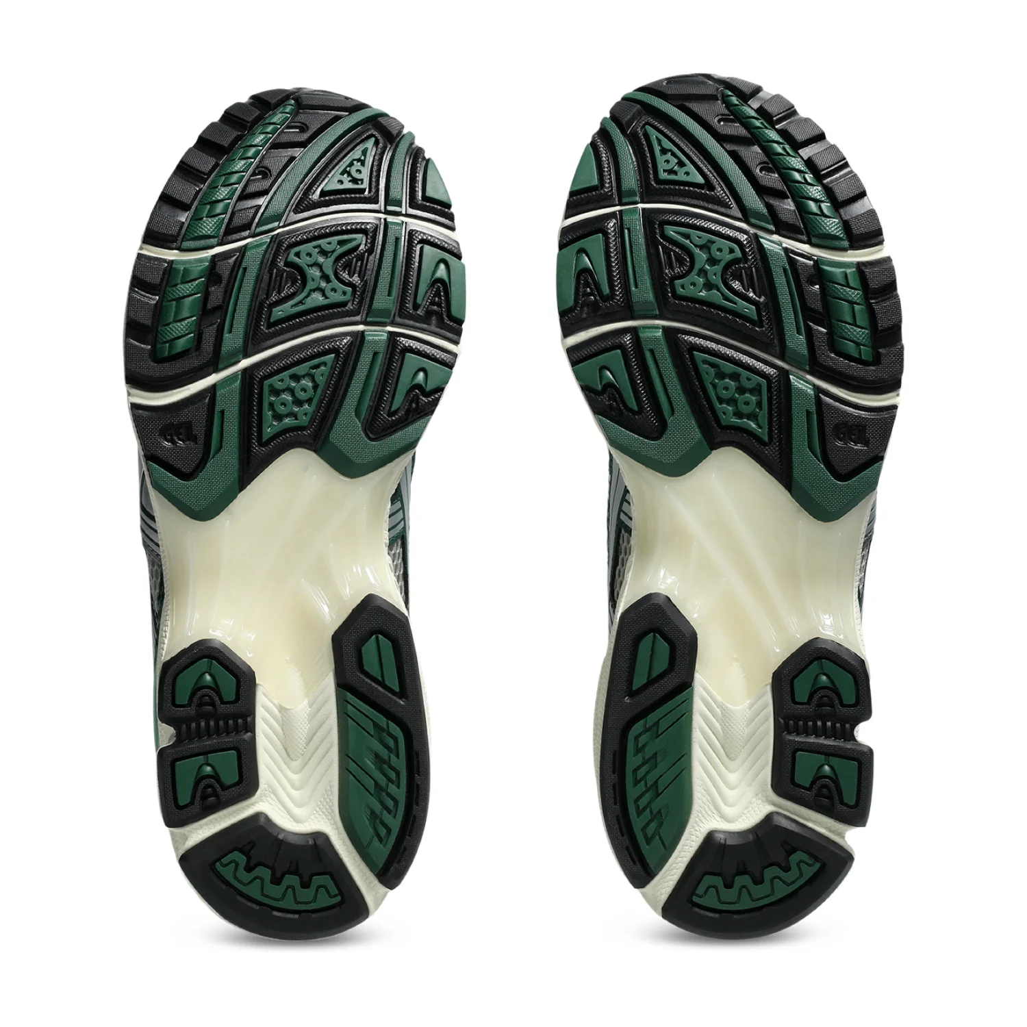 Asics GEL Kayano 14 Dried Leaf/Pure Silver bottom view in a white background
