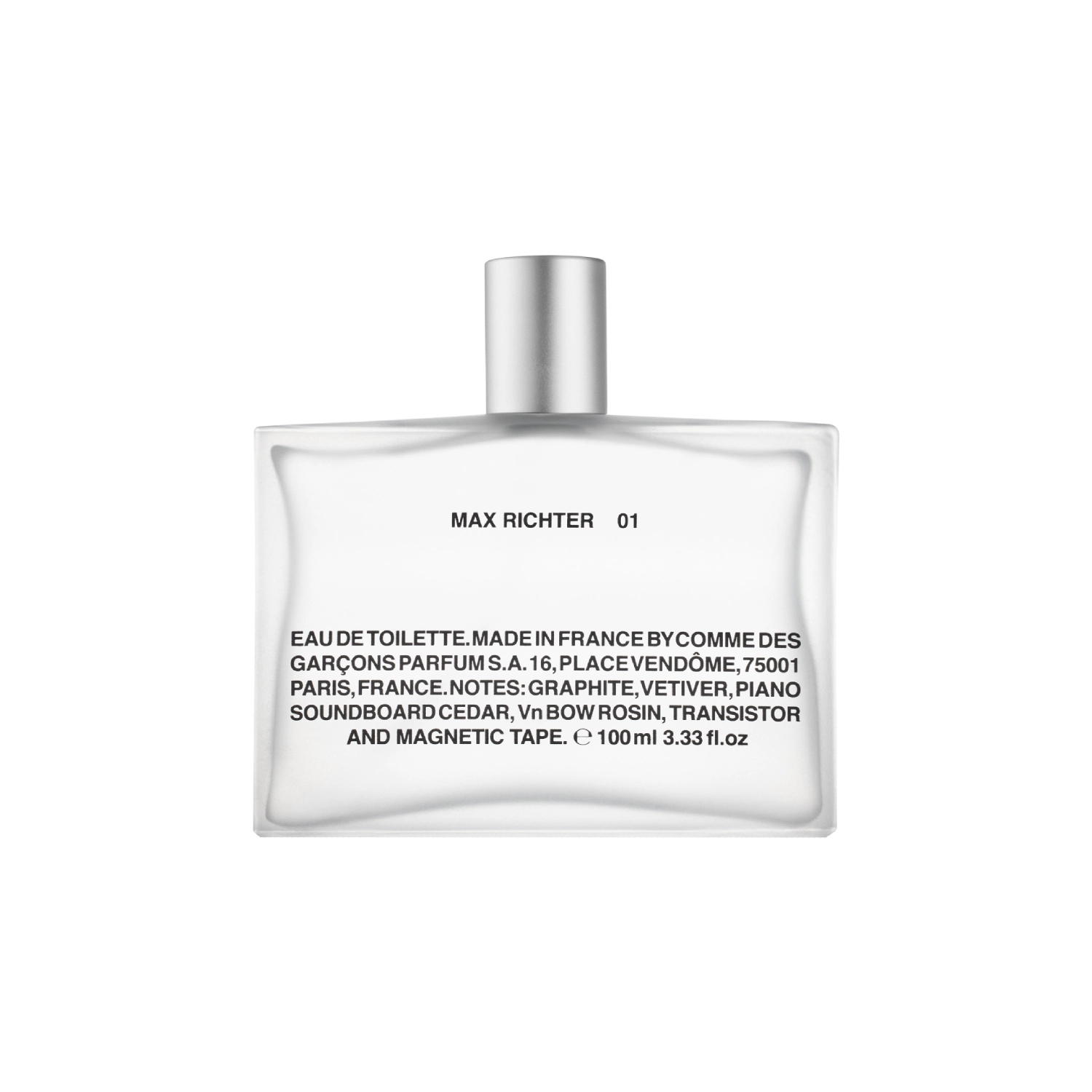 Comme des Garçons Parfums Max Richter 01 100ml back view in a white background