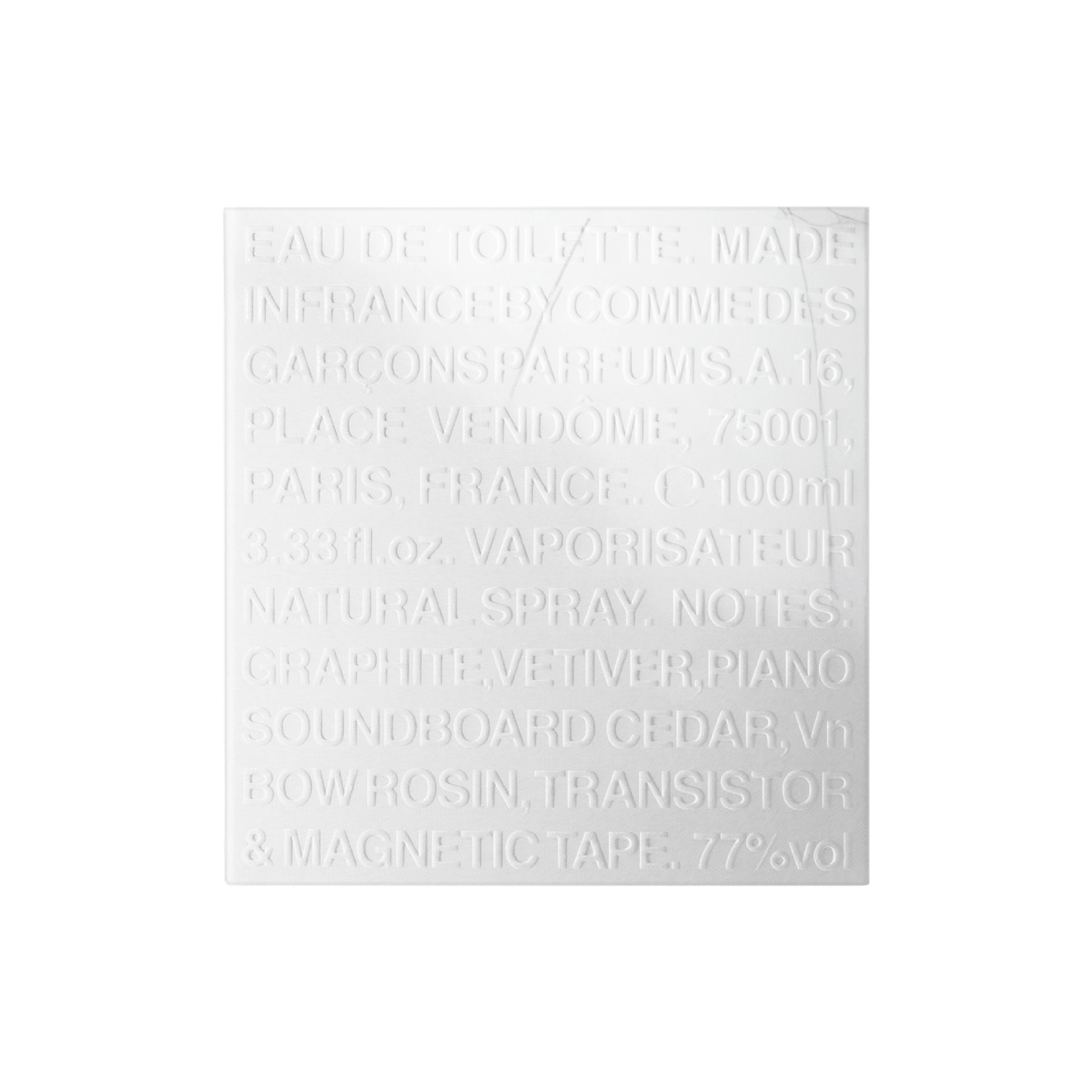 Comme des Garçons Parfums Max Richter 01 100ml box front view in a white background