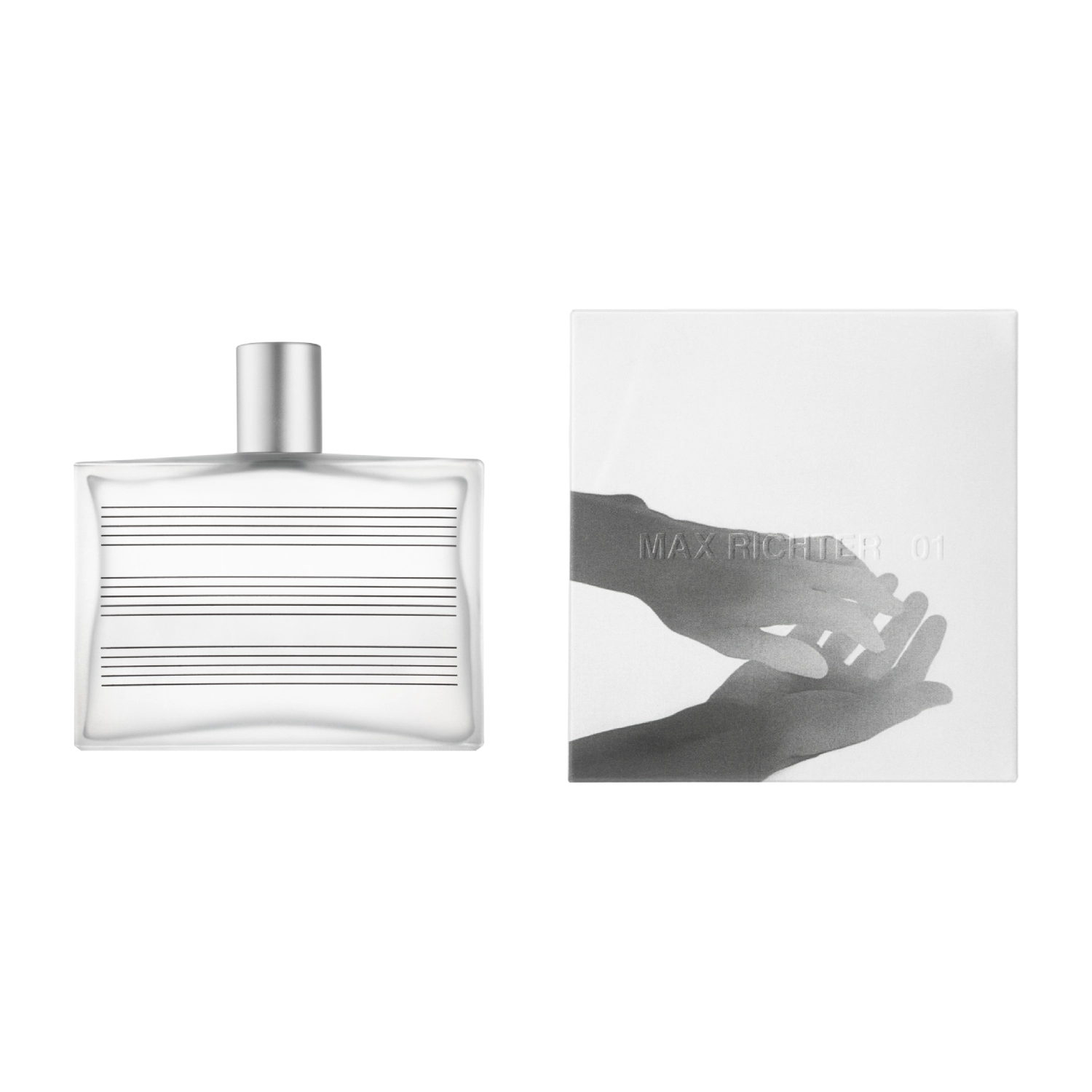 Comme des Garçons Parfums Max Richter 01 100ml bottle and box front view in a white background