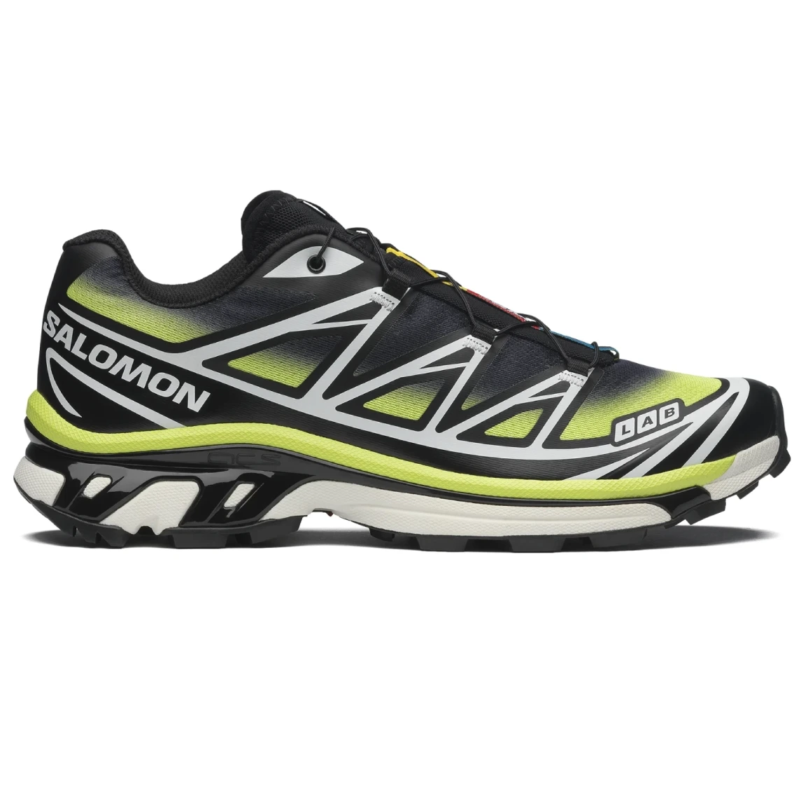Salomon XT 6 Skyline Black/Maritime side view in a white background