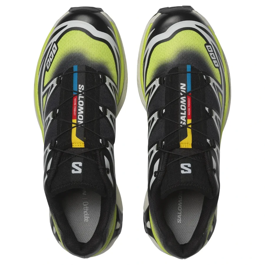 Salomon XT 6 Skyline Black/Maritime top view in a white background