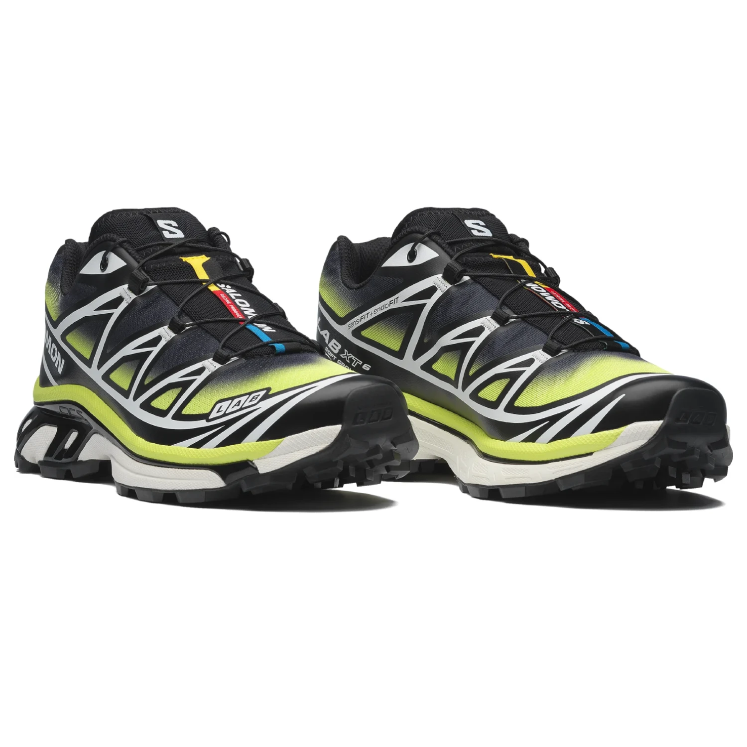 Salomon XT 6 Skyline Black/Maritime side view in a white background