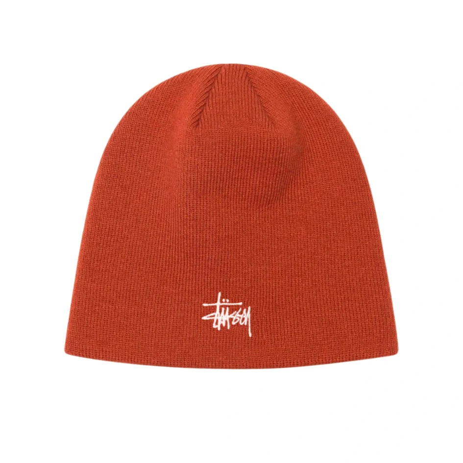 Stussy Basic Skullcap Beanie Yam front view in a white background