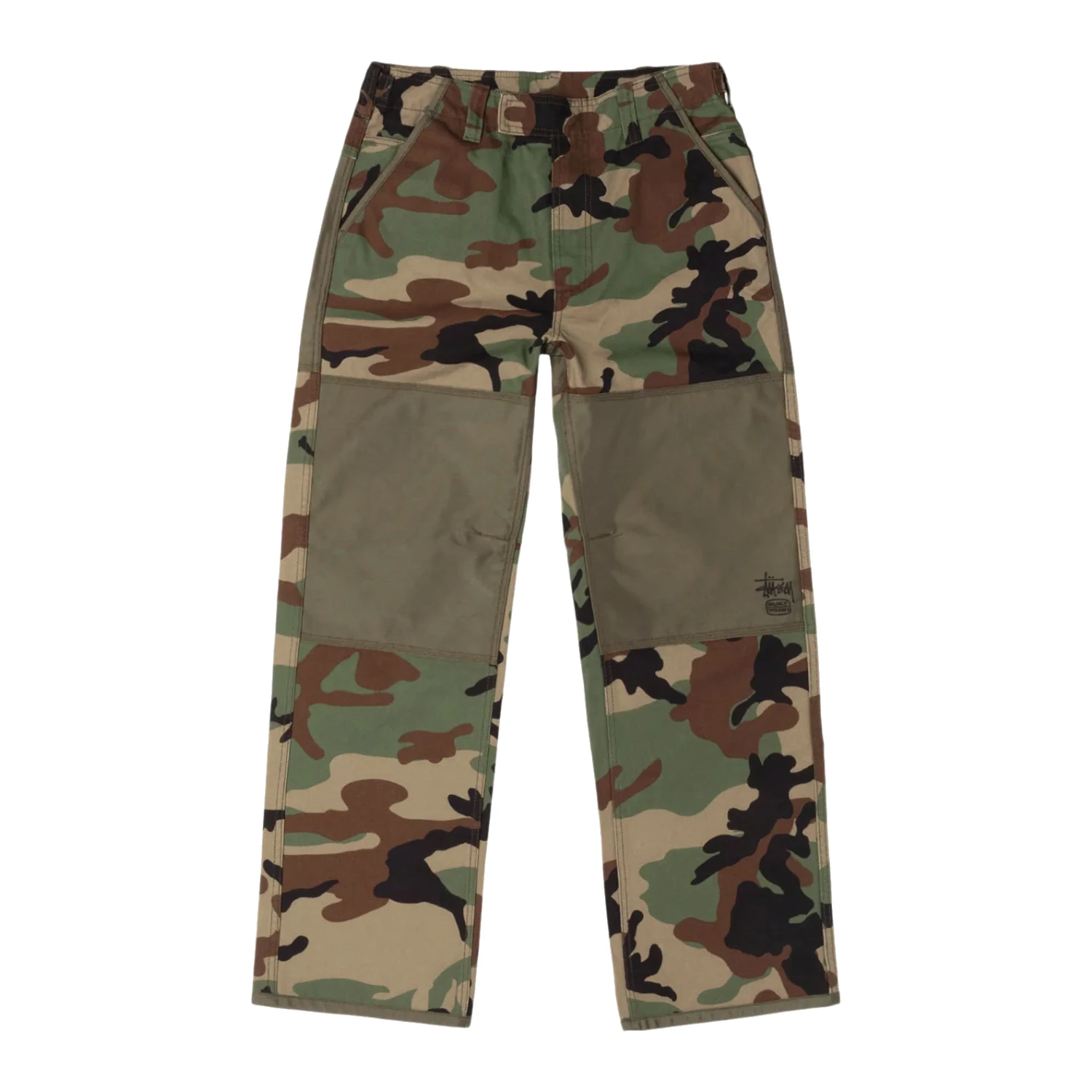 Stussy Utility Pant Woodland Camo front view in a white background