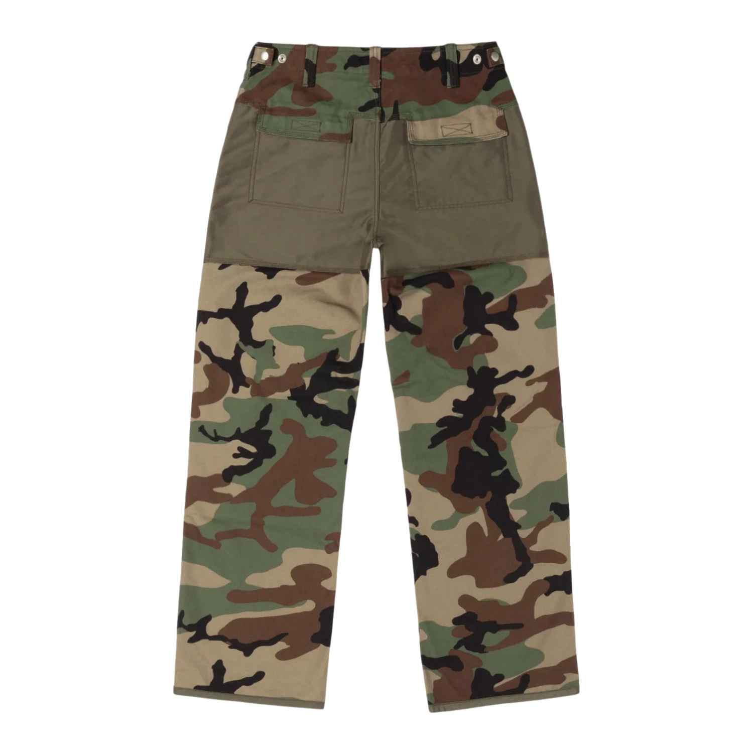 Stussy Utility Pant Woodland Camo back view in a white background