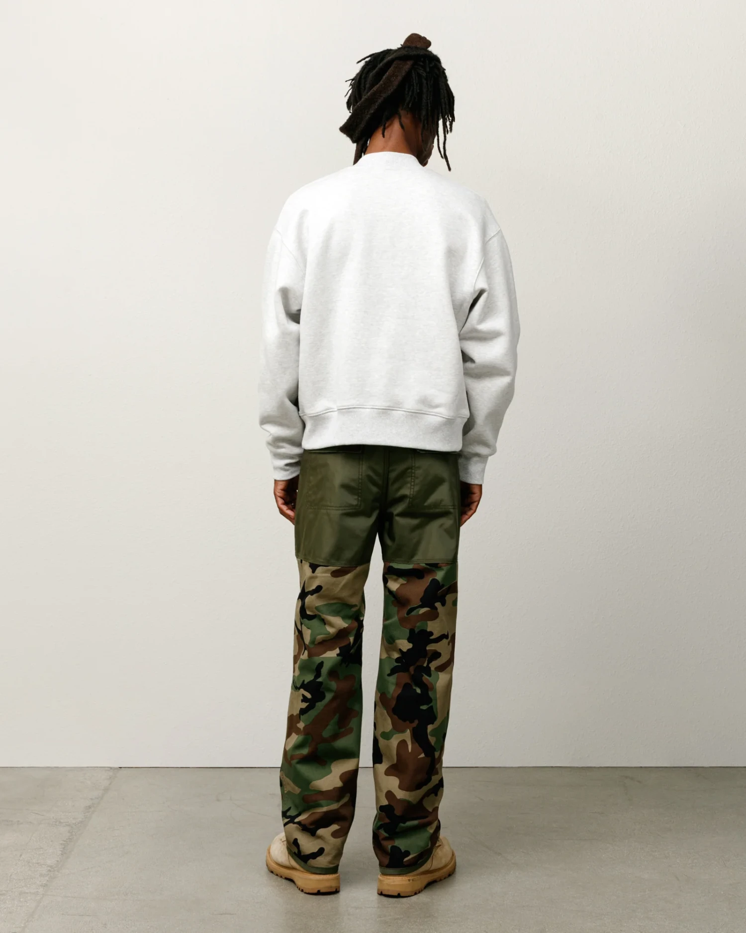 Stussy Utility Pant Woodland Camo back view on model