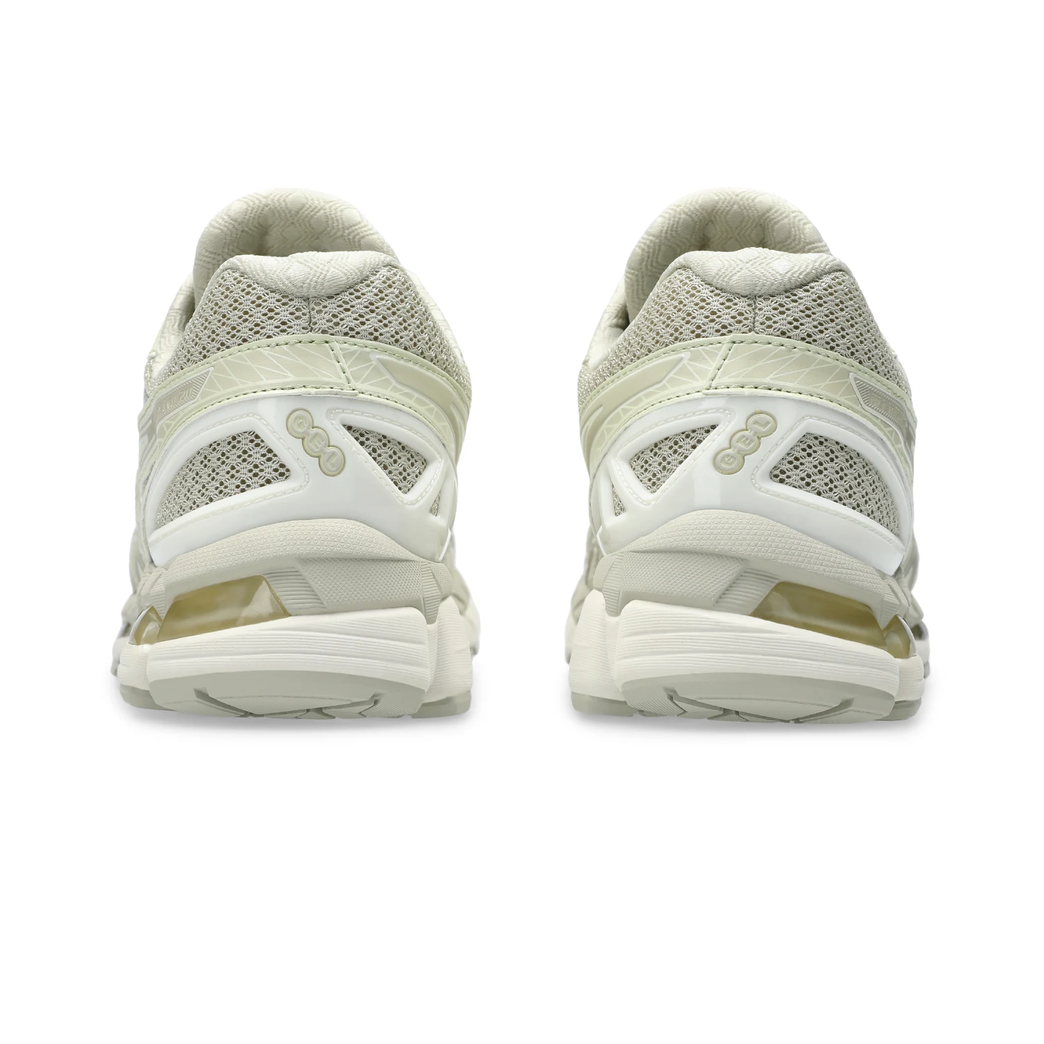 Asics GEL Kayano 20 Fossil/Cream back view in a white background