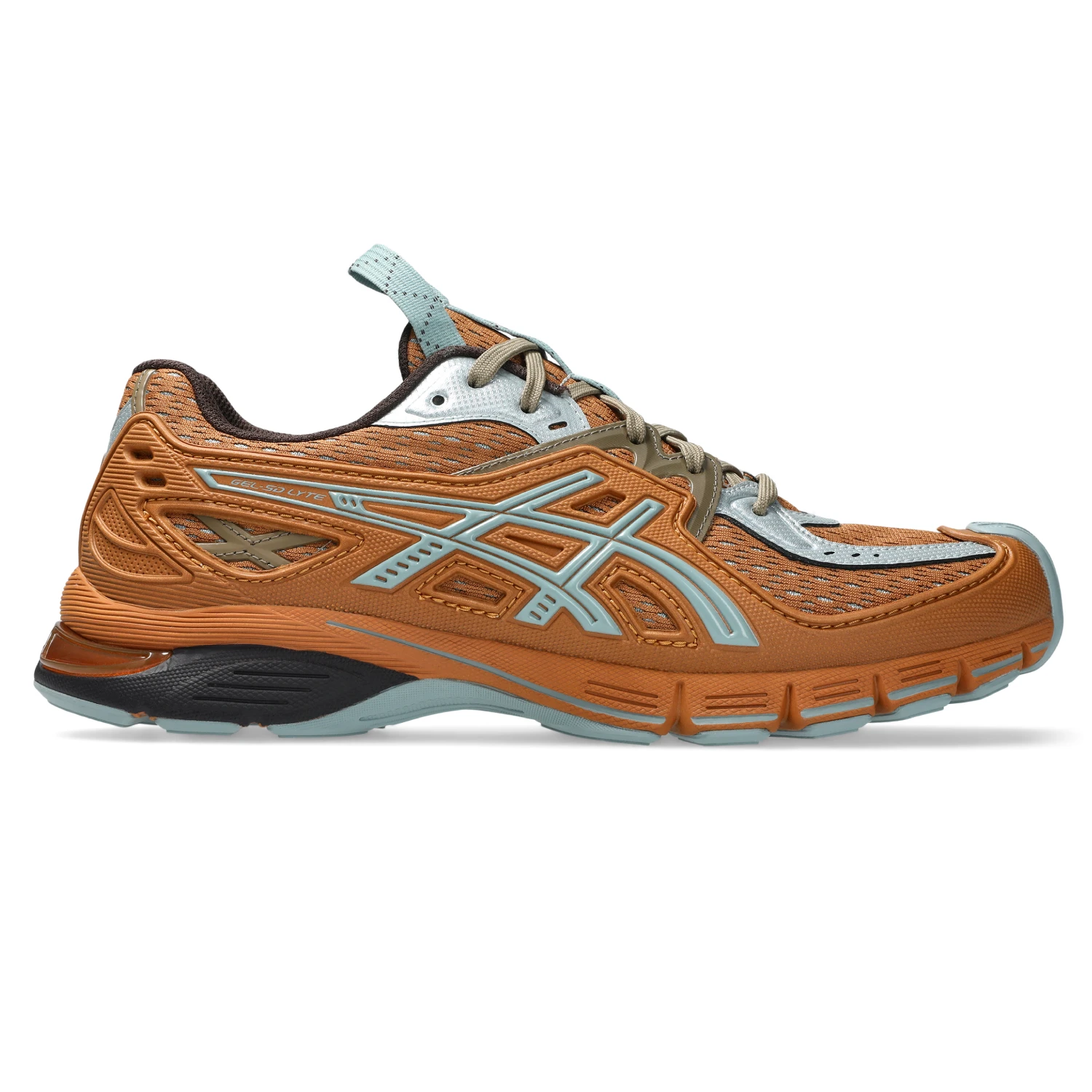 Asics UB12-S GEL-SD-LYTE Dolphin Grey/Rust Orange side view in a white background