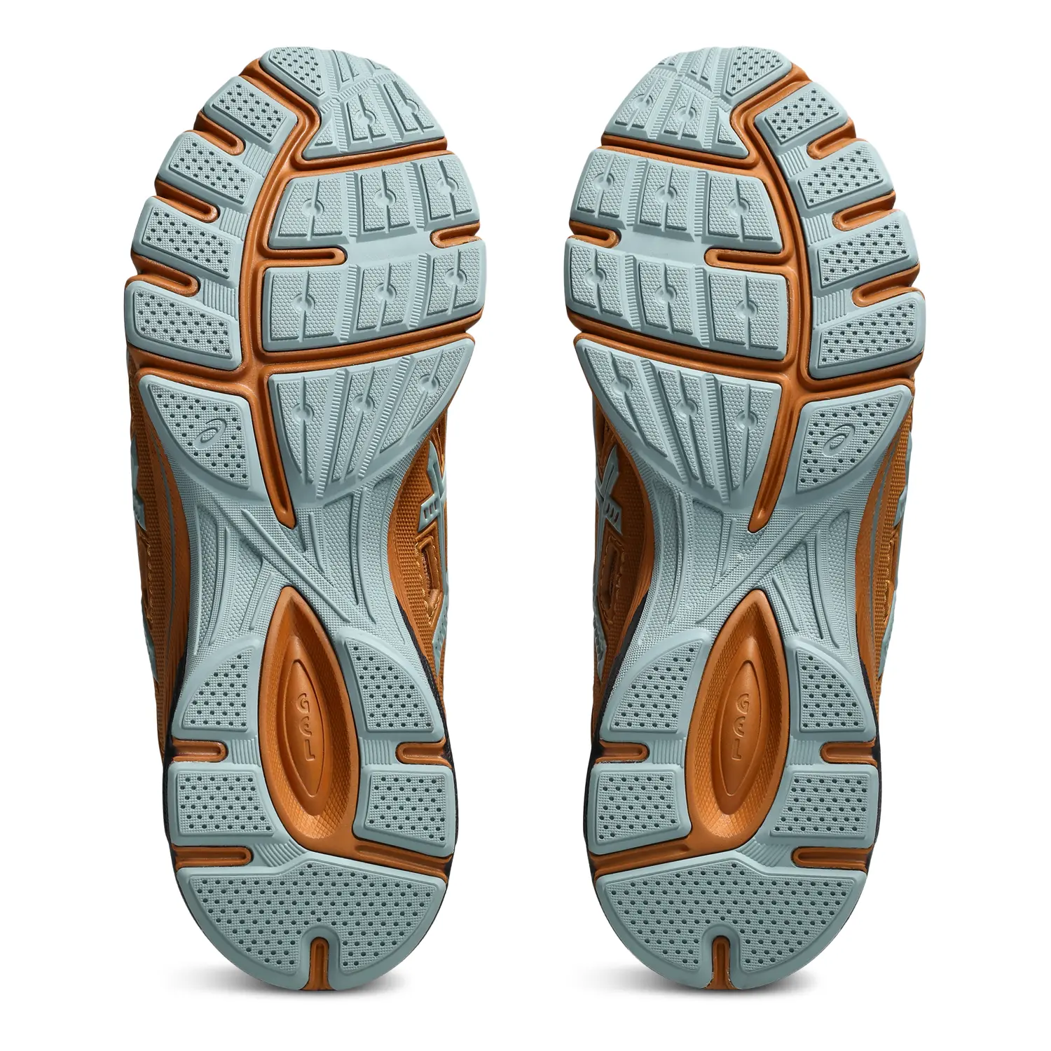 Asics UB12-S GEL-SD-LYTE Dolphin Grey/Rust Orange bottom view in a white background