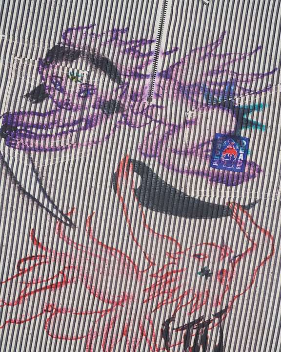 Brain Dead Angel Striped Half Zip Work Shirt Natural front view detail