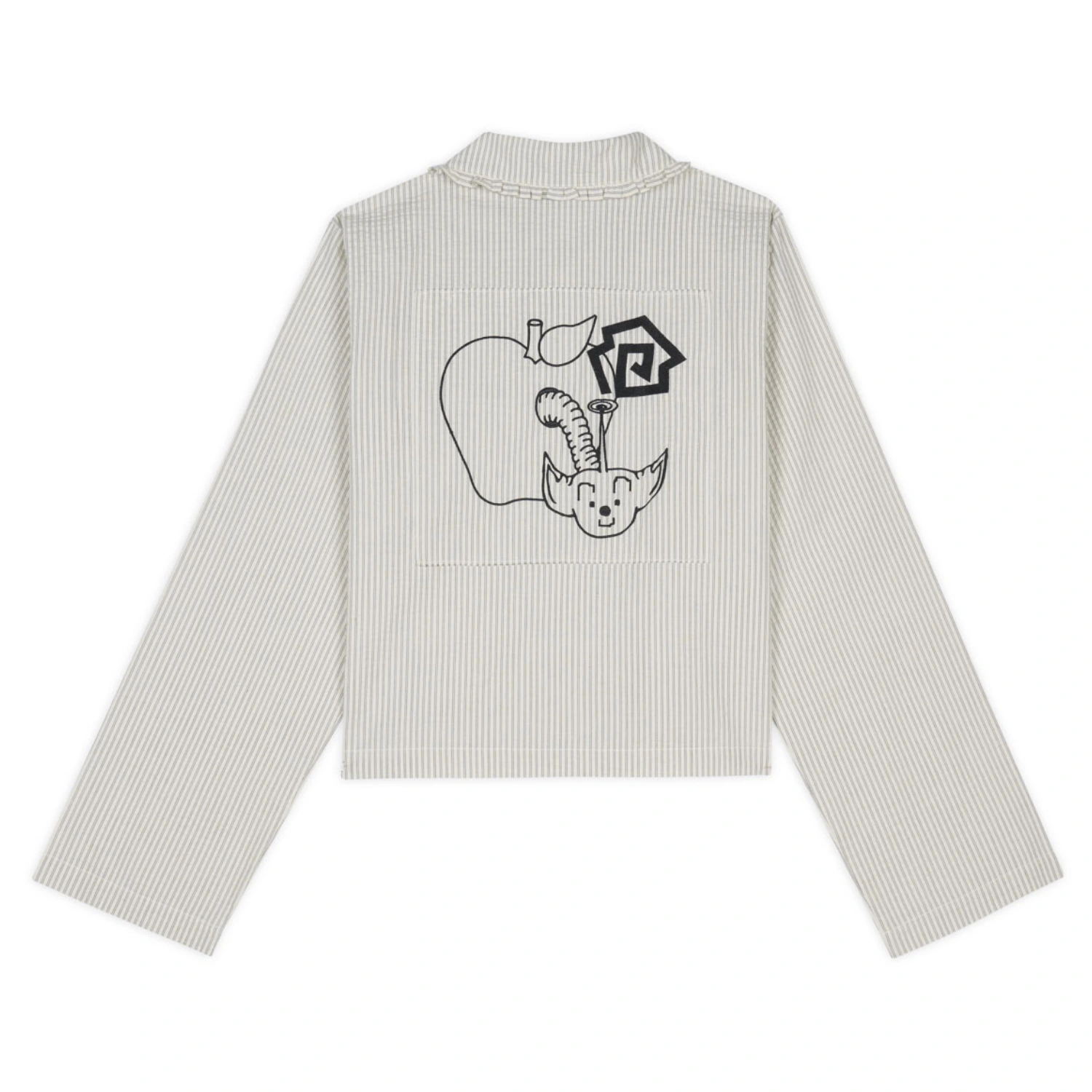 Brain Dead Bad Apple Button Up Shirt Natural back view in a white background