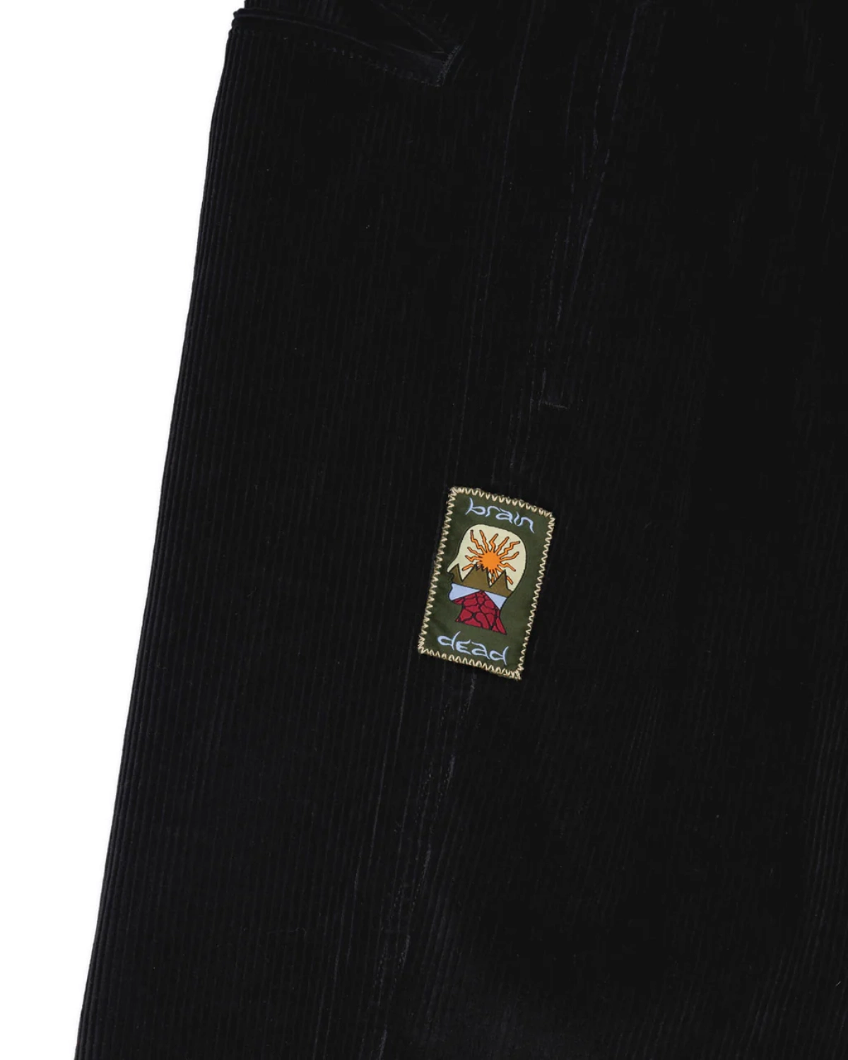 Brain Dead Cord Climber Pant Black side view detail in a white background