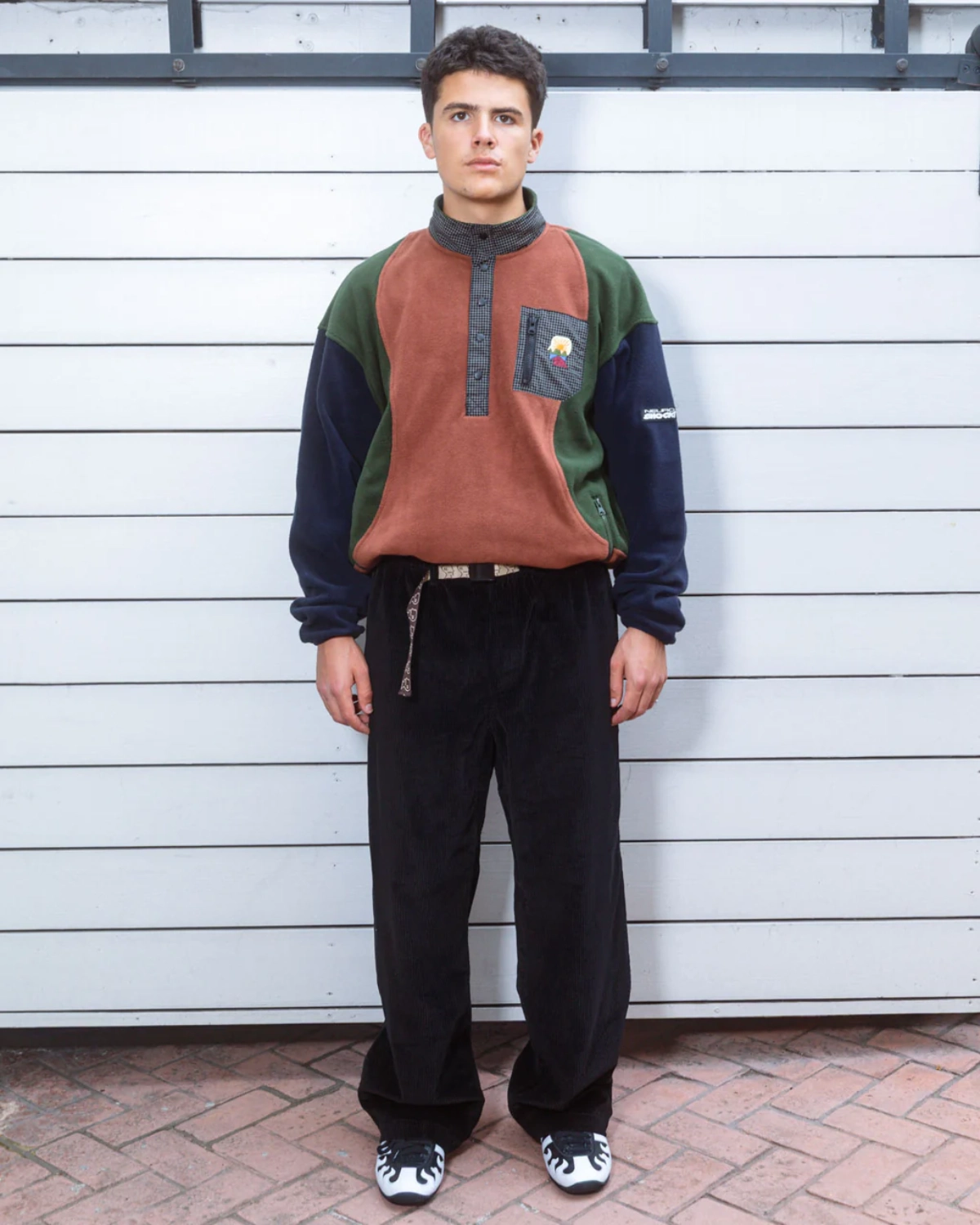 Brain Dead Cord Climber Pant Black front view on model