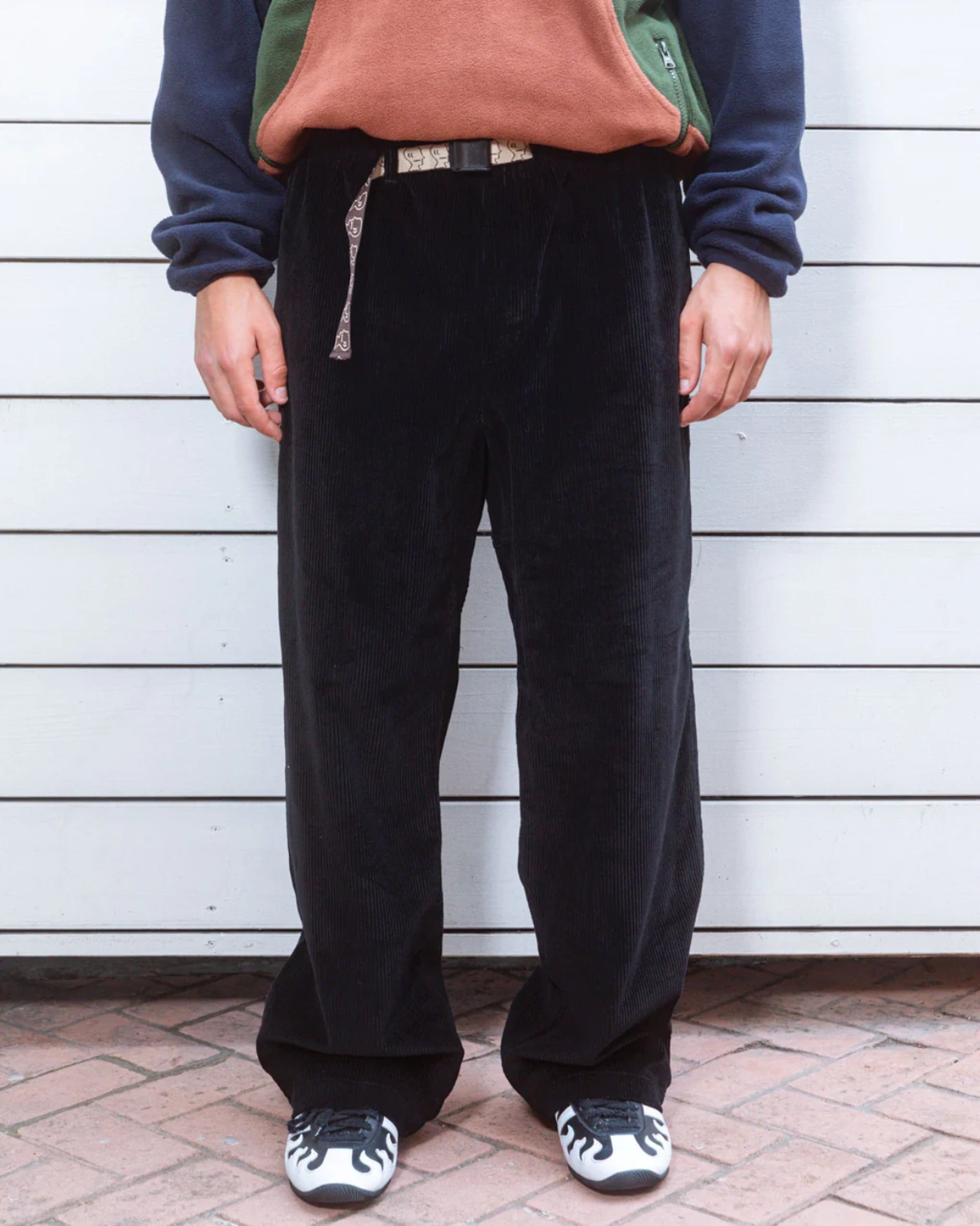 Brain Dead Cord Climber Pant Black front view on model