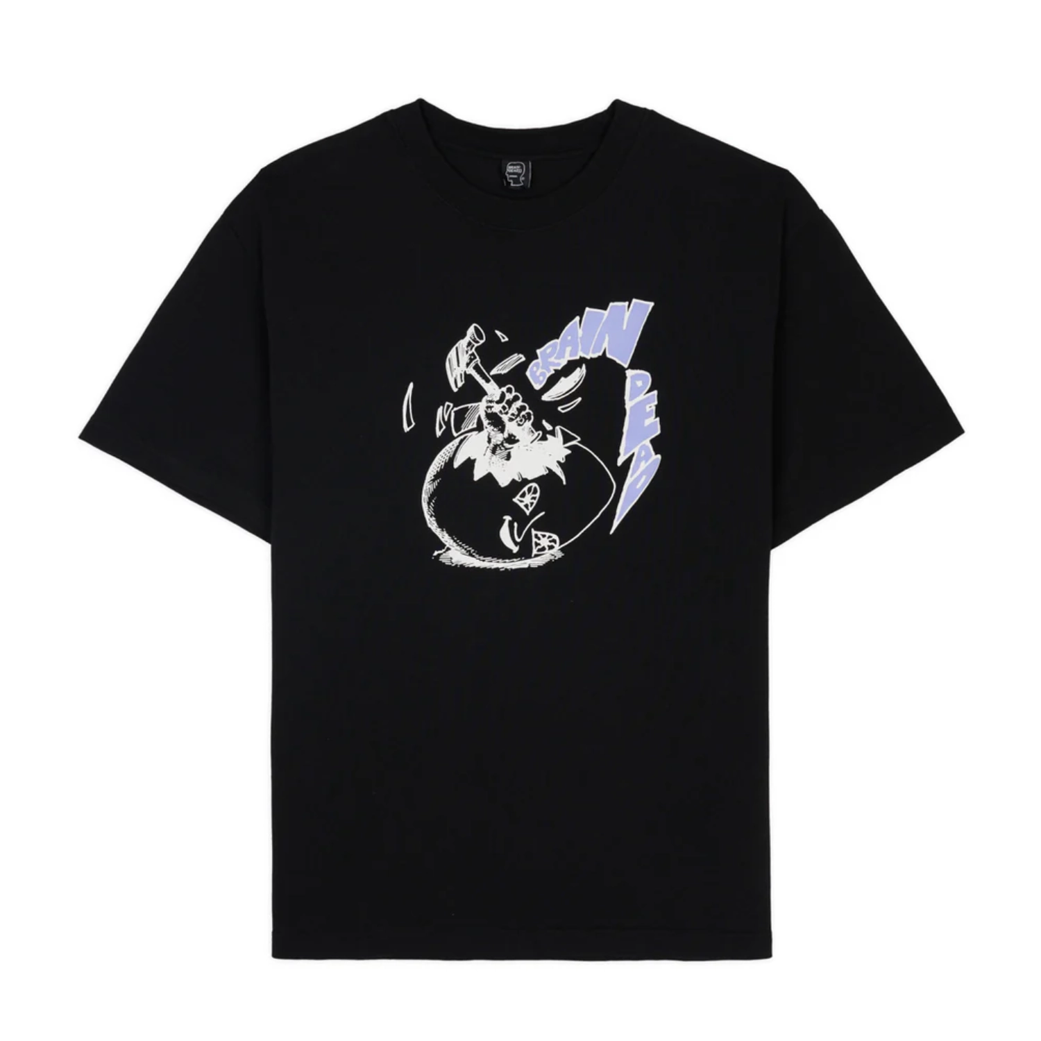 Brain Dead Crack an Egg T-Shirt Black front view in a white background