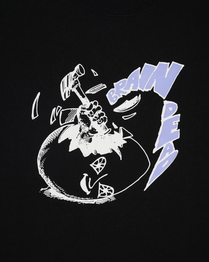 Brain Dead Crack an Egg T-Shirt Black front view detail