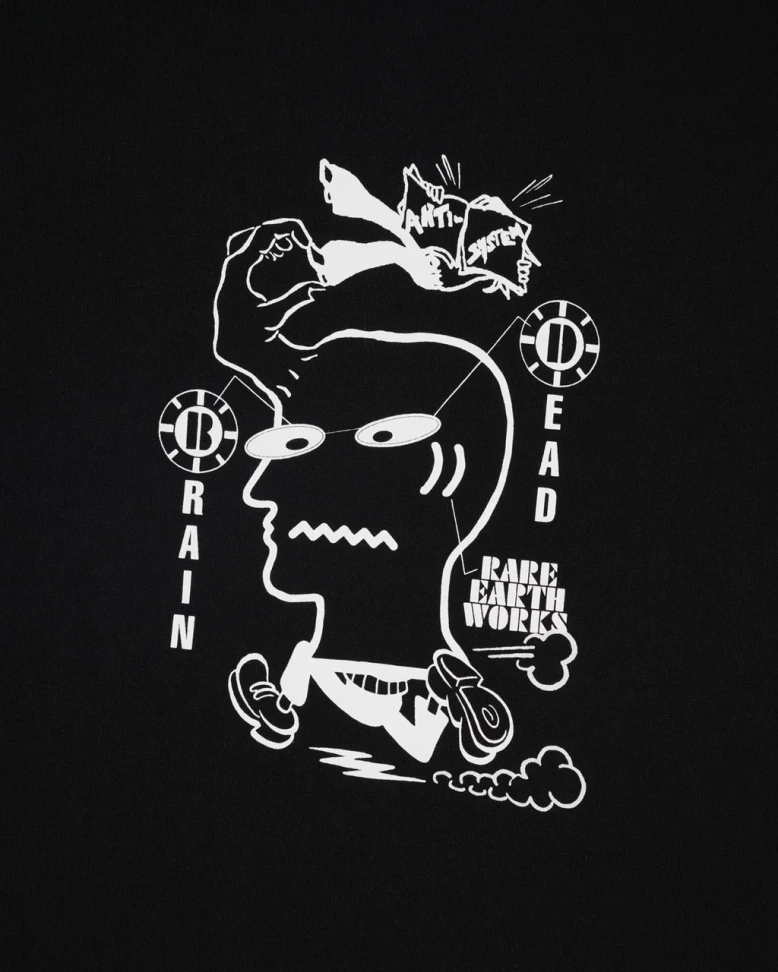 Brain Dead Earth Works T-Shirt Black front view detail