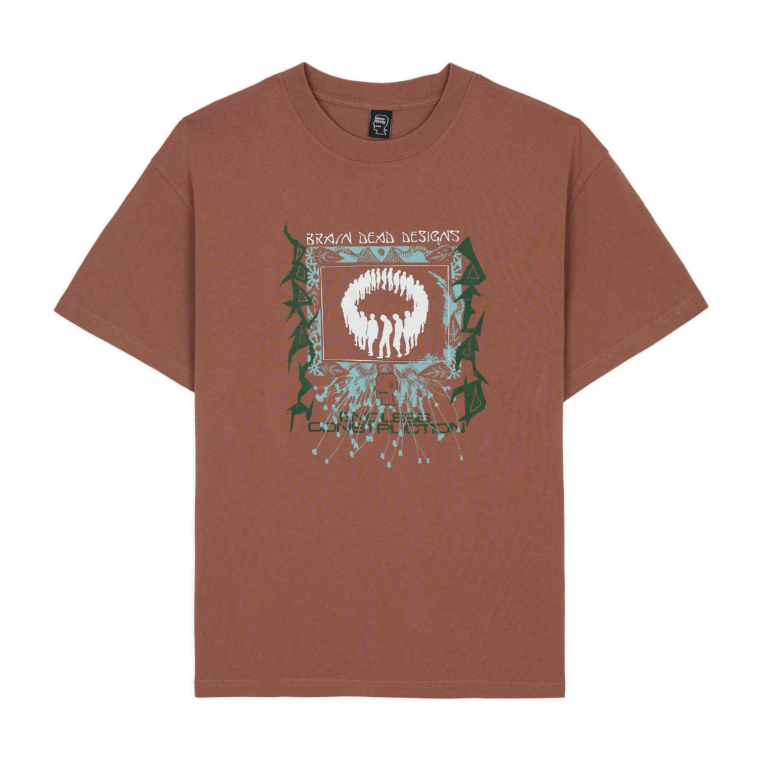 Brain Dead Endless Construction T-Shirt Nutmeg front view in a white background