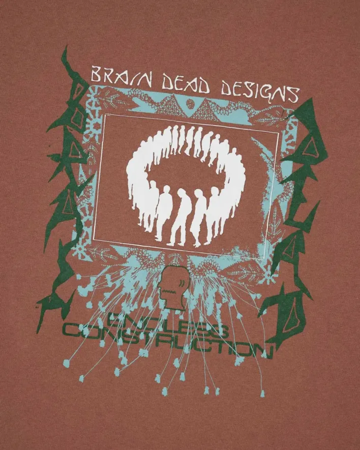 Brain Dead Endless Construction T-Shirt Nutmeg front view detail