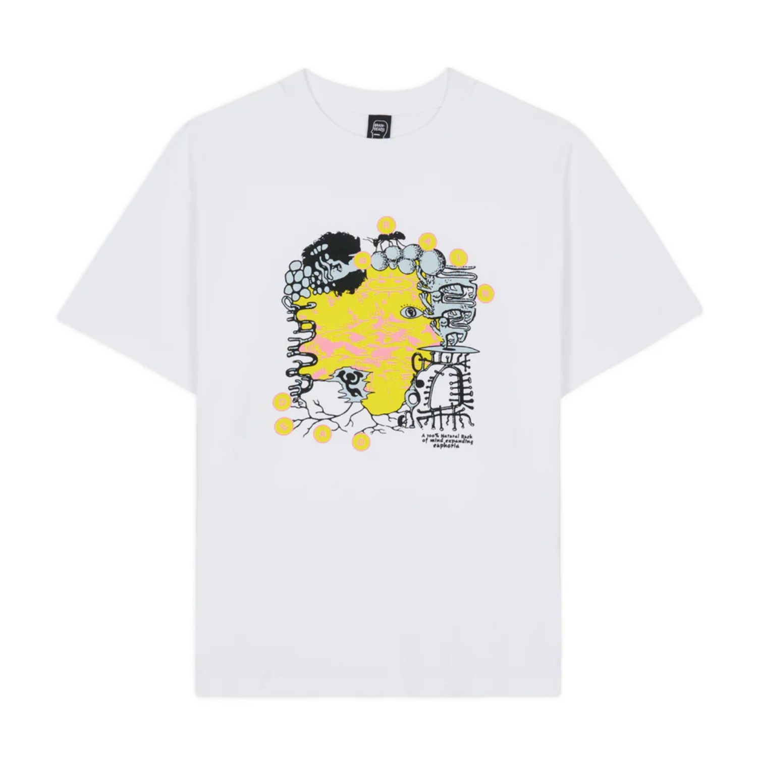 Brain Dead Euphoria T-Shirt White front view in a white background