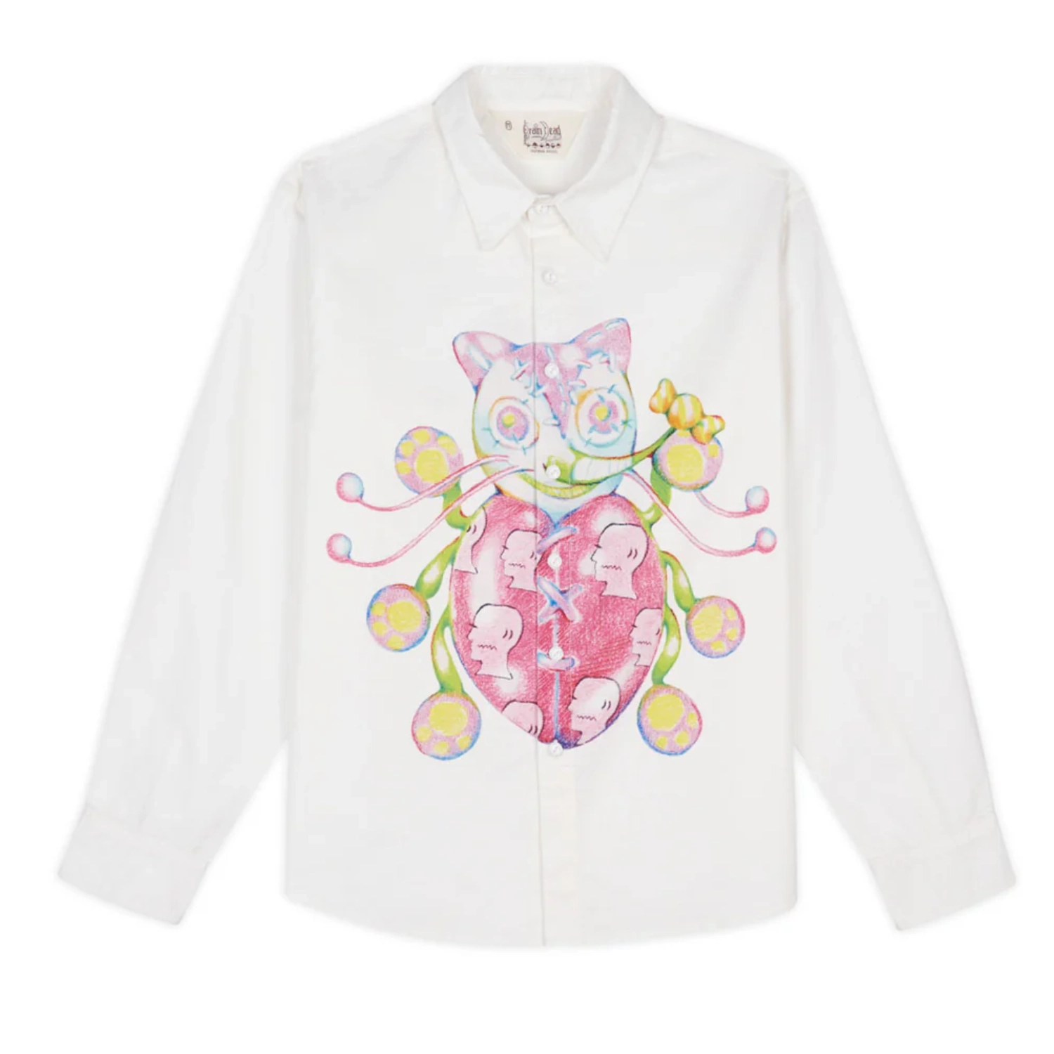 Brain Dead Gaspar Heart Button Up Oxford White front view in a white background