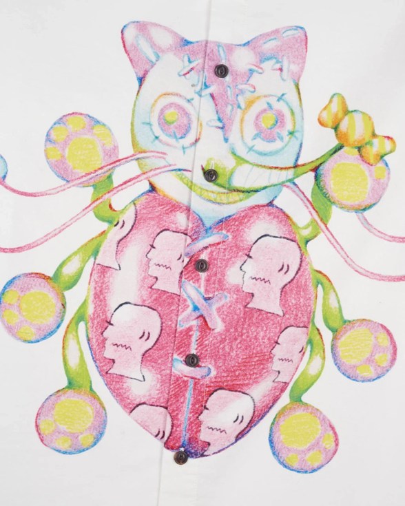 Brain Dead Gaspar Heart Button Up Oxford White front view detail