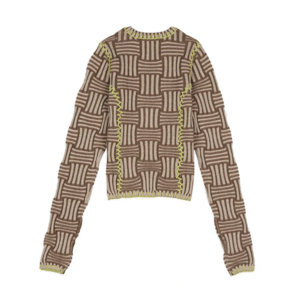 Brain Dead Mariel Sport Knit Long Sleeve Grey back view in a white background