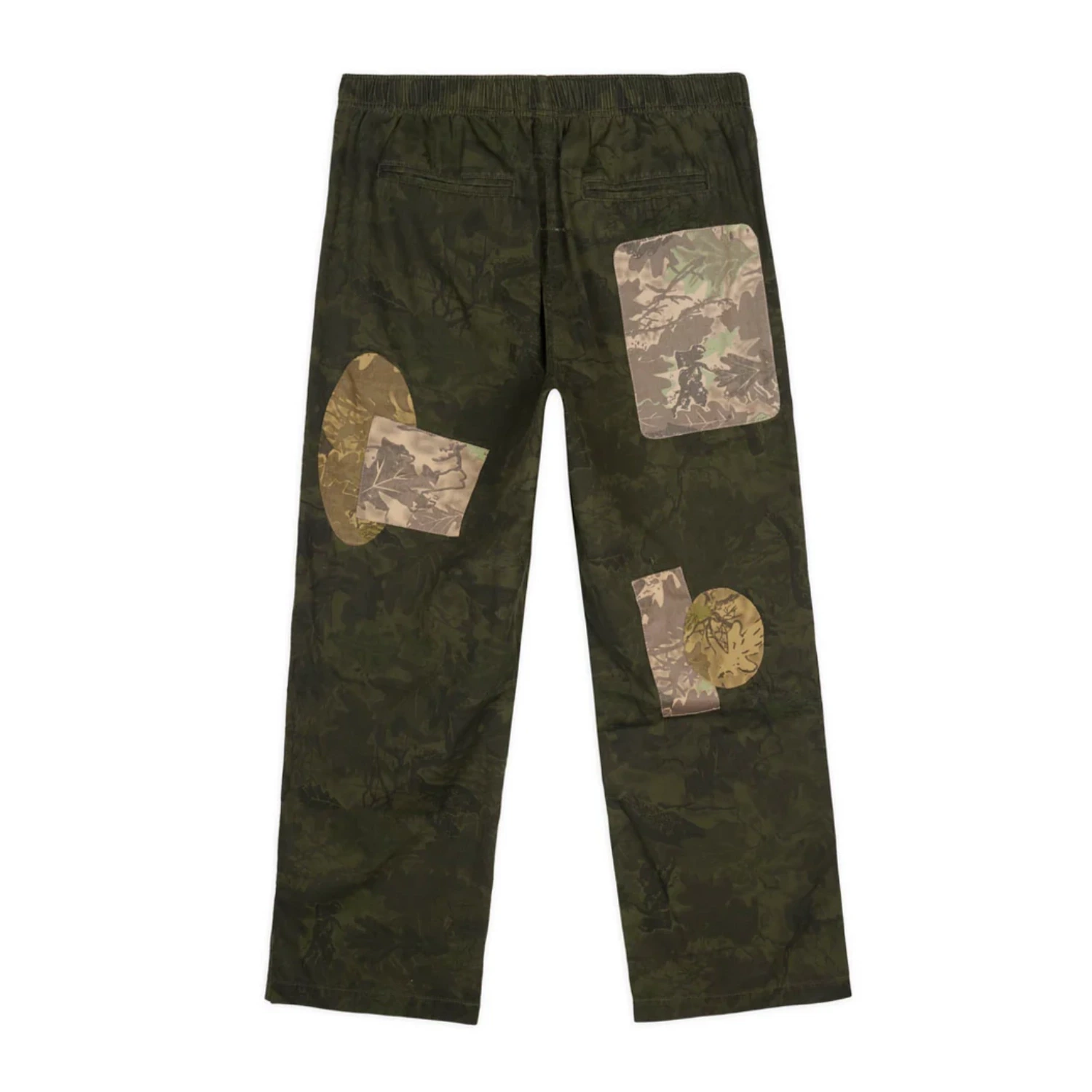 Brain Dead Patchwork Climber Pant Leaf Camo back view in a white background