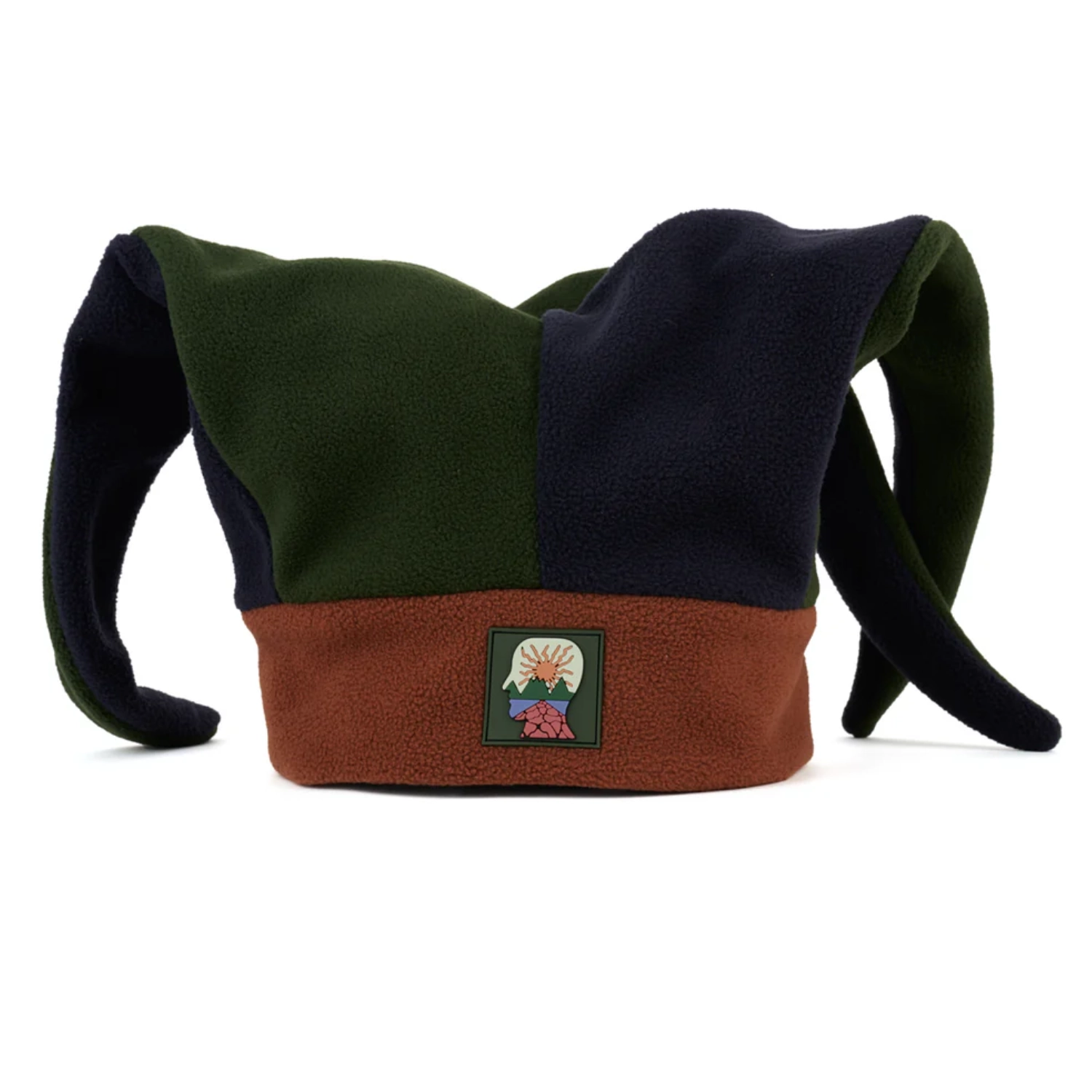 Brain Dead Polar Fleece Jester Beanie front view in a white background