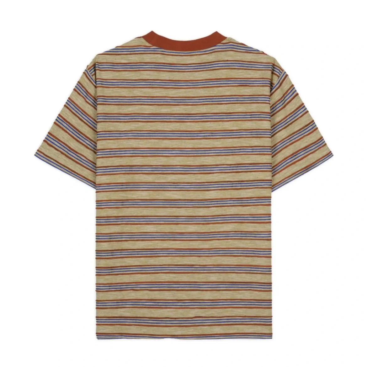 Brain Dead Pudu Stripe Short Sleeve T-Shirt Natural back view in a white background