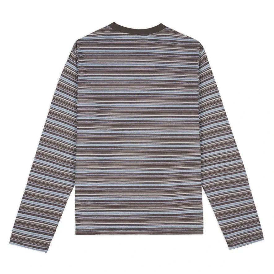 Brain Dead Romy Multi Stripe Long Sleeve T-Shirt Brown back view in a white background