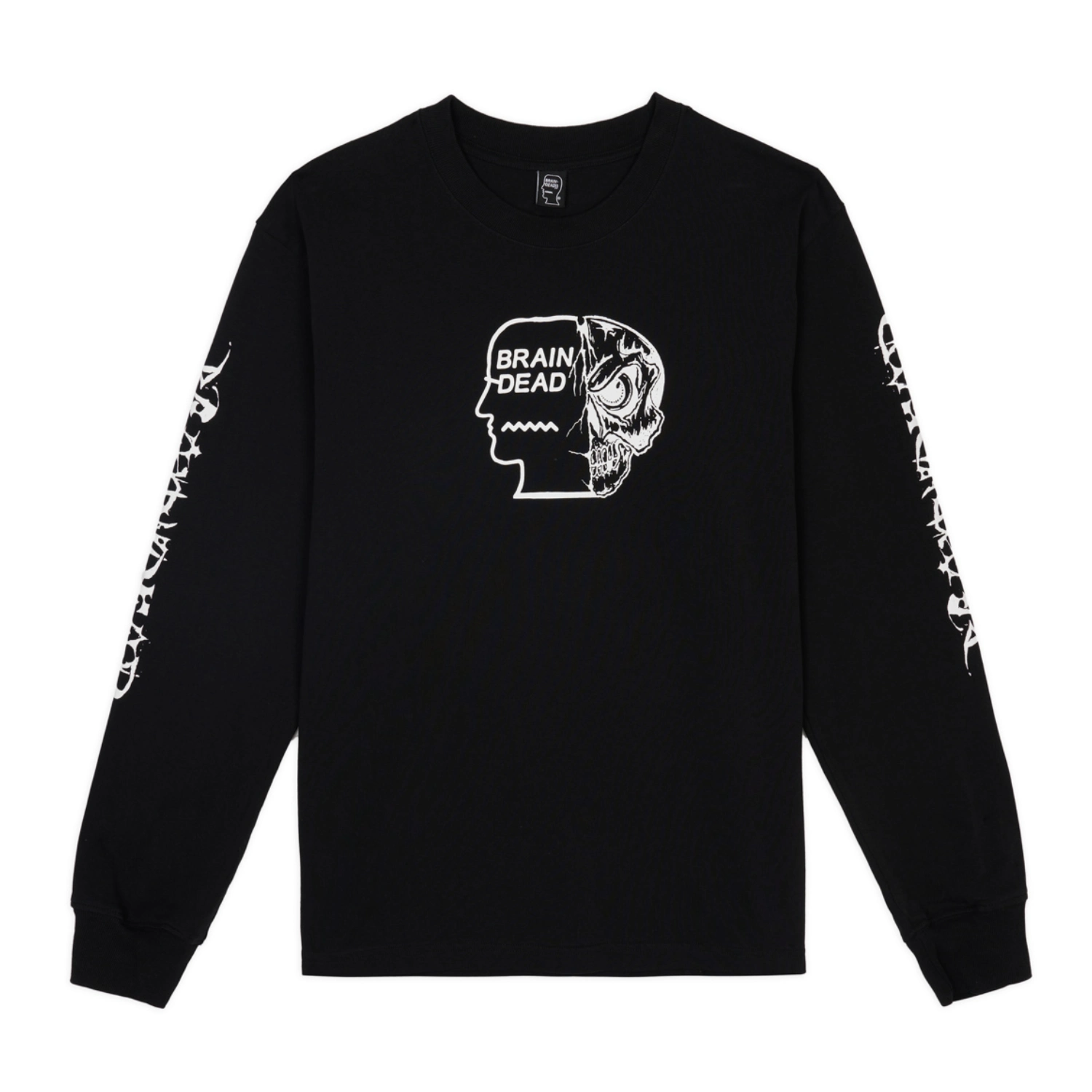 Brain Dead Skull Mech Long Sleeve Black front view in a white background