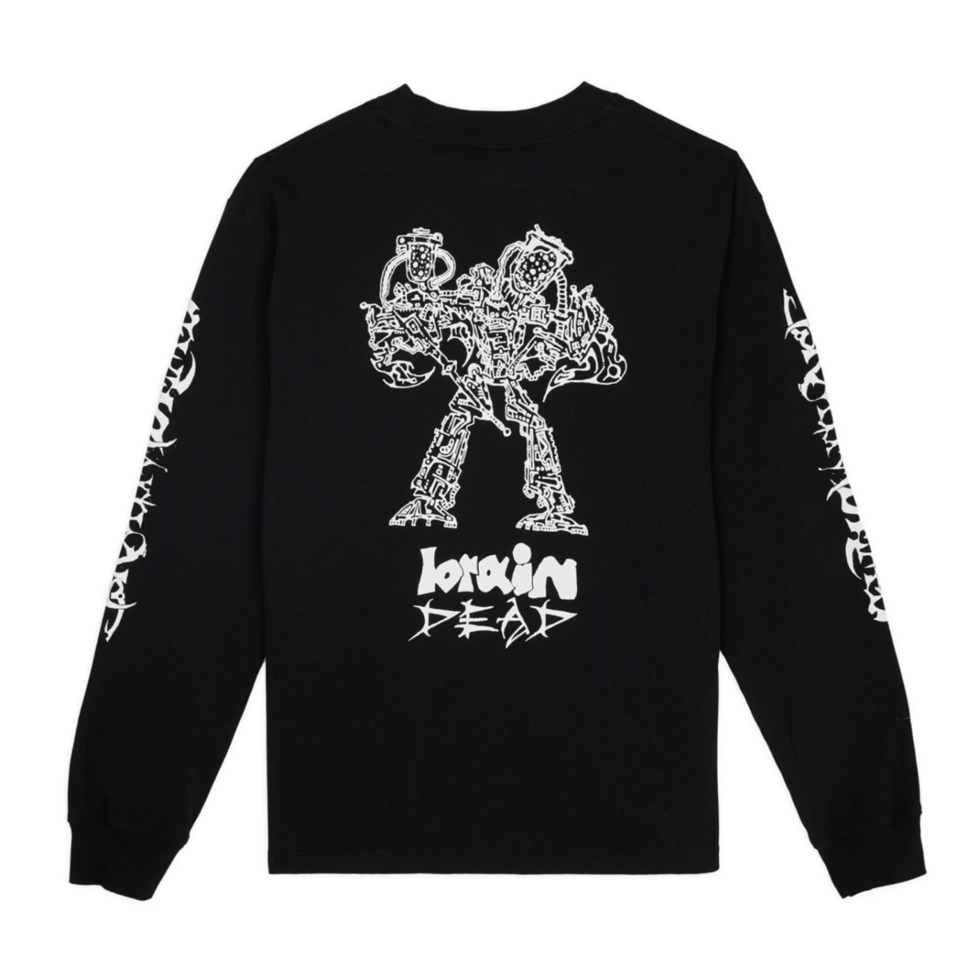 Brain Dead Skull Mech Long Sleeve Black back view in a white background