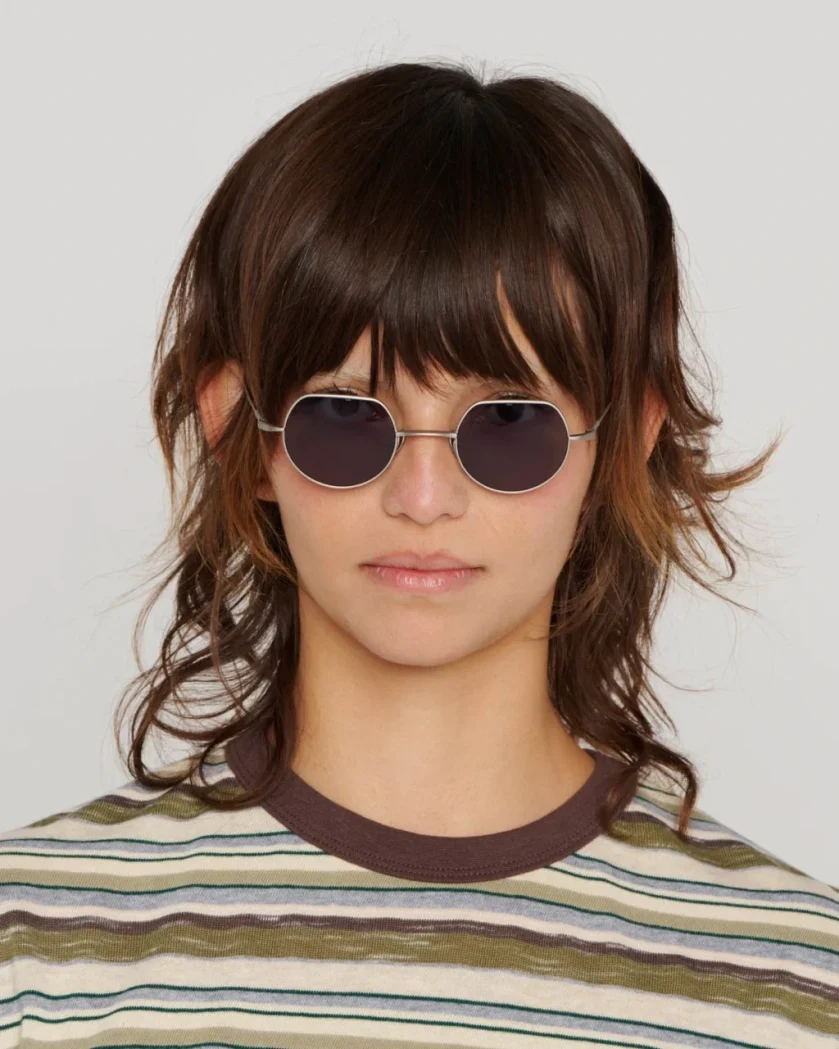 Brain Dead Titanium Tani Post Modern Primitive Eye Protection front view on model