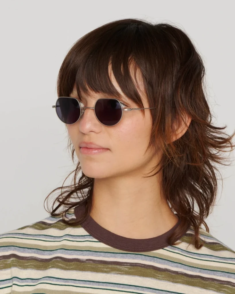 Brain Dead Titanium Tani Post Modern Primitive Eye Protection front view on model