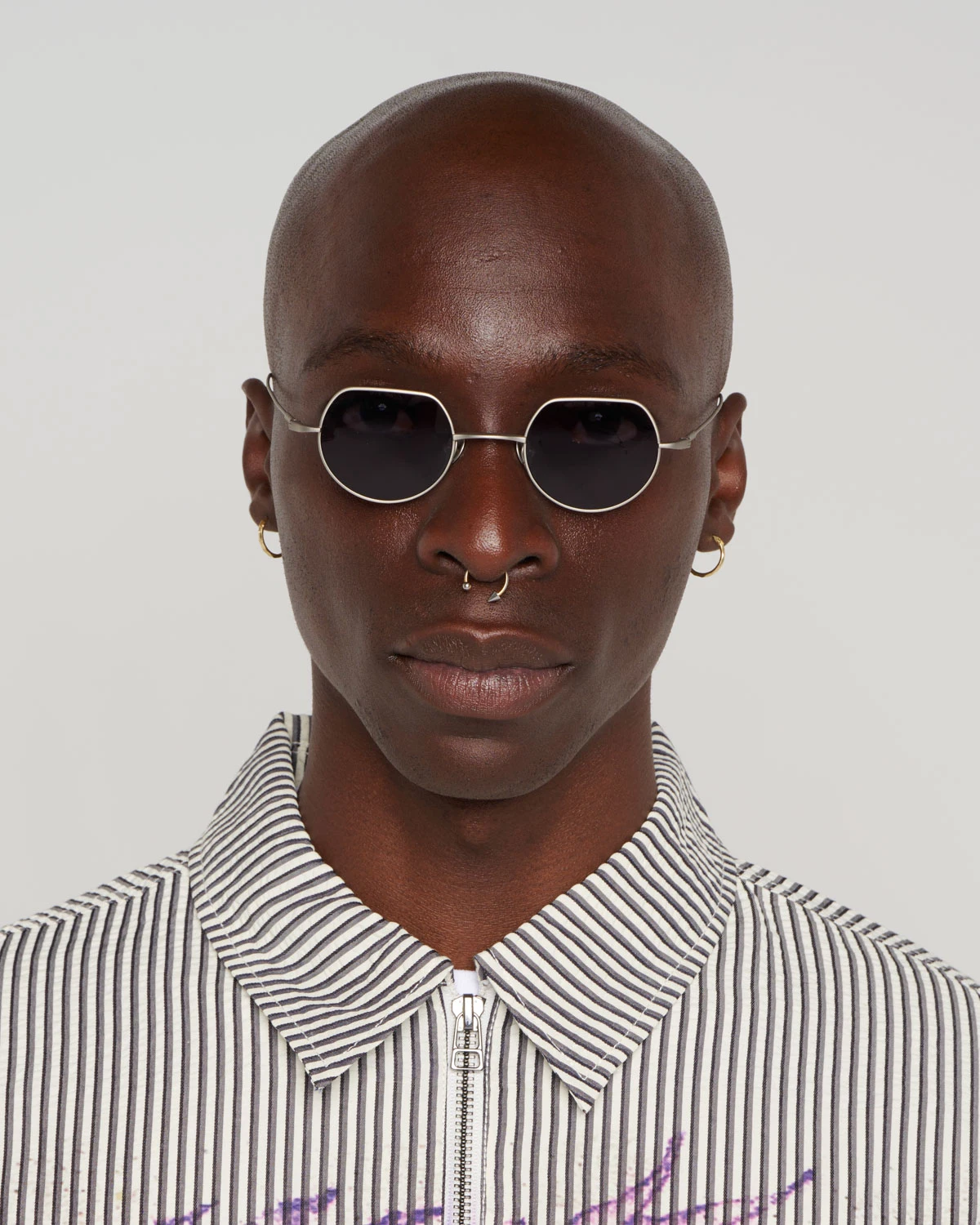 Brain Dead Titanium Tani Post Modern Primitive Eye Protection front view on model